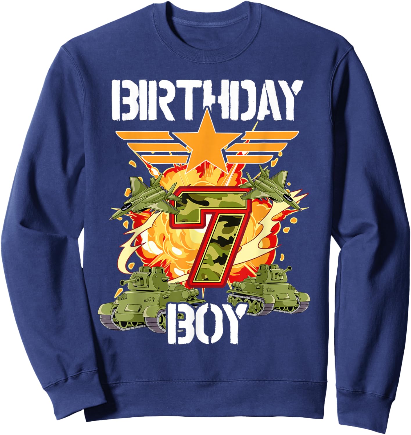 7th Birthday Army Sweatshirt - Sweatshirt | Navy