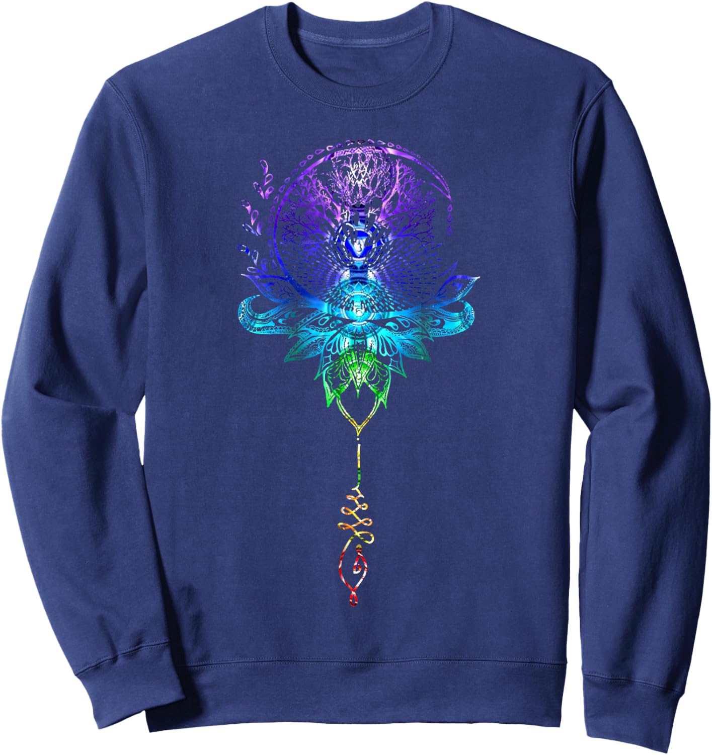 Mandala Lotus Unalome Tree of Life Chakra Sweatshirt - Sweatshirt | Navy