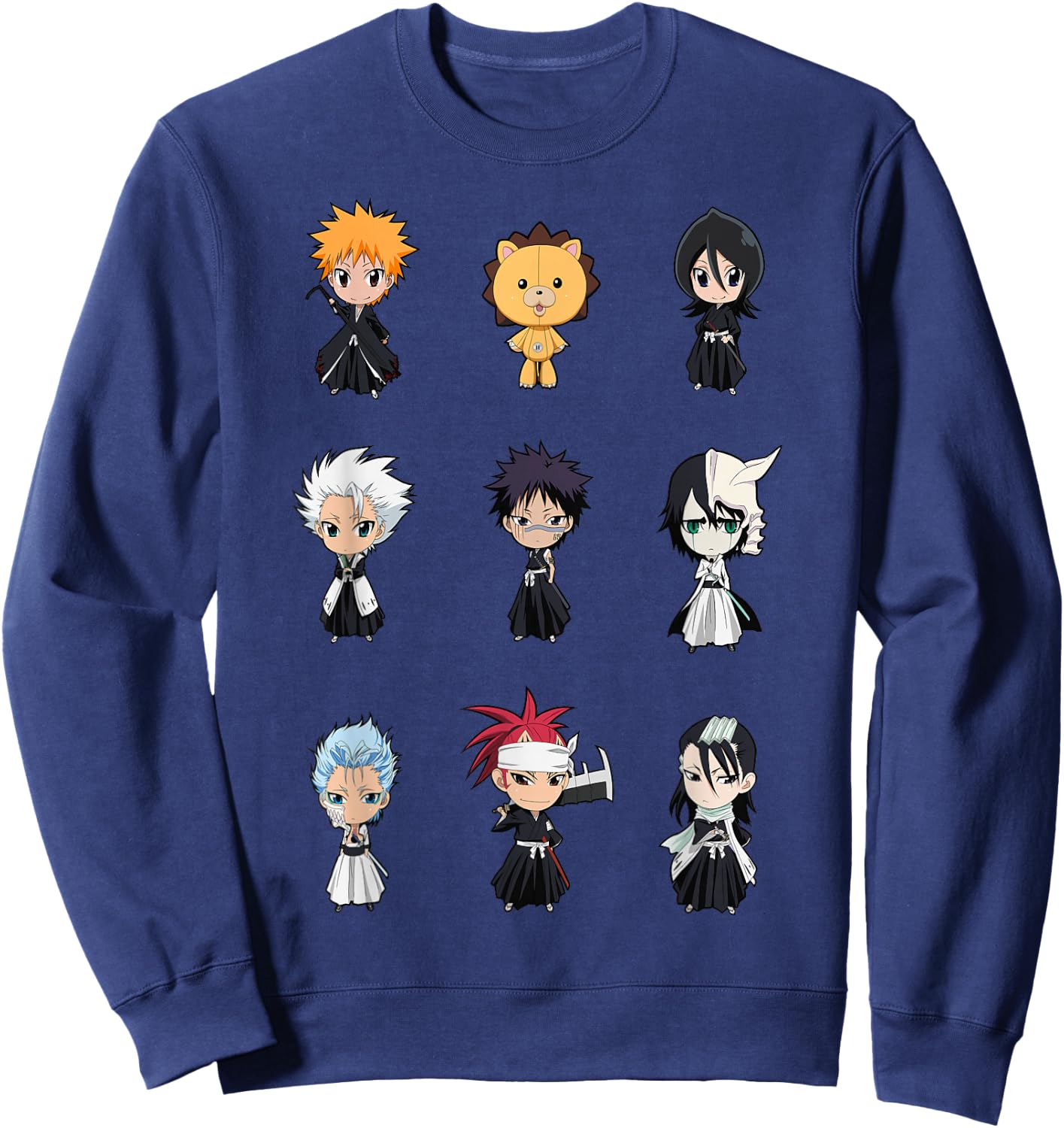 Bleach Cute Chibi Character Grid Anime Sweatshirt - Sweatshirt | Navy