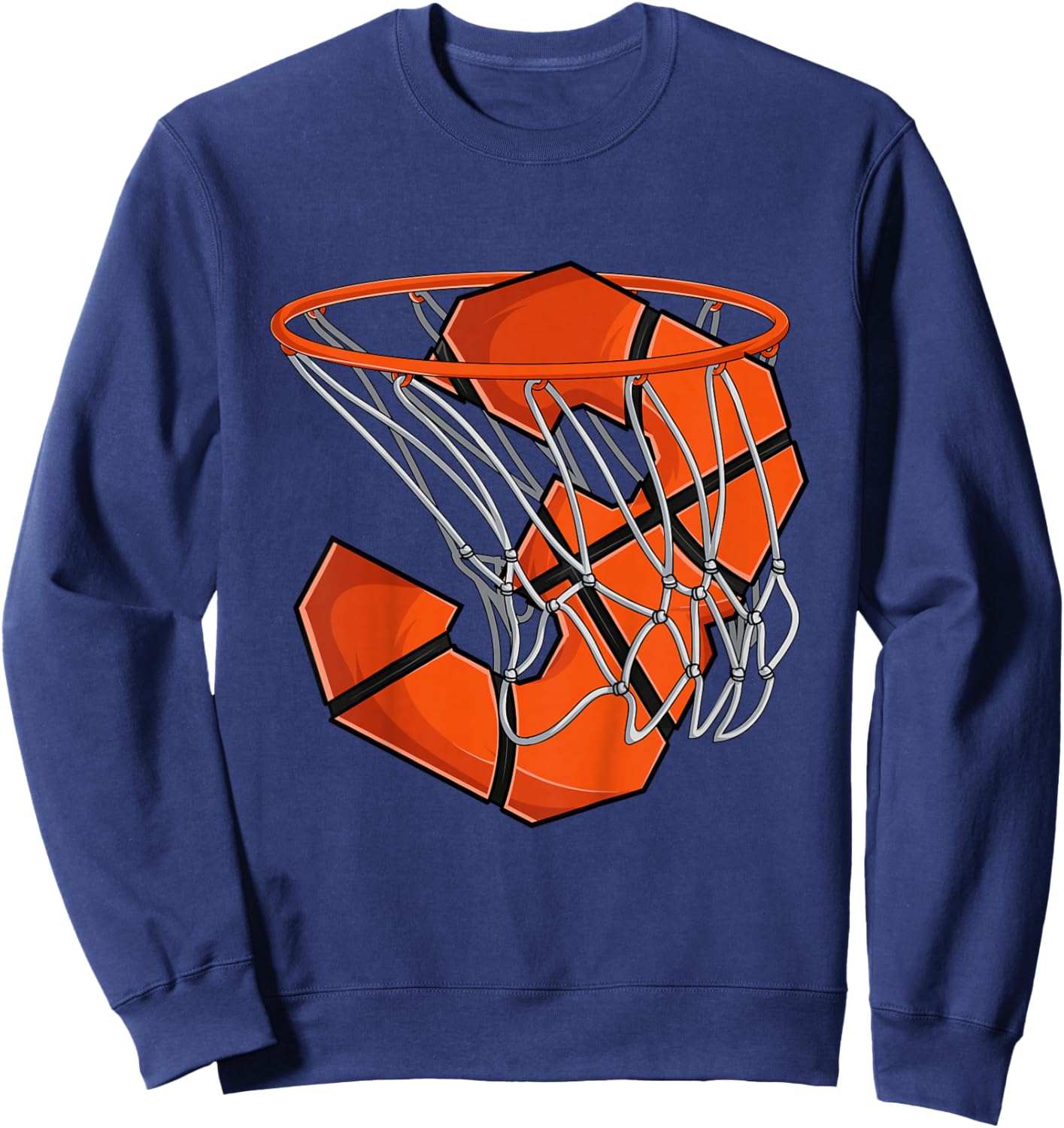 3rd Birthday Basketball Shirt Kids, Boys 3 Year Old Toddler Sweatshirt - Sweatshirt | Navy