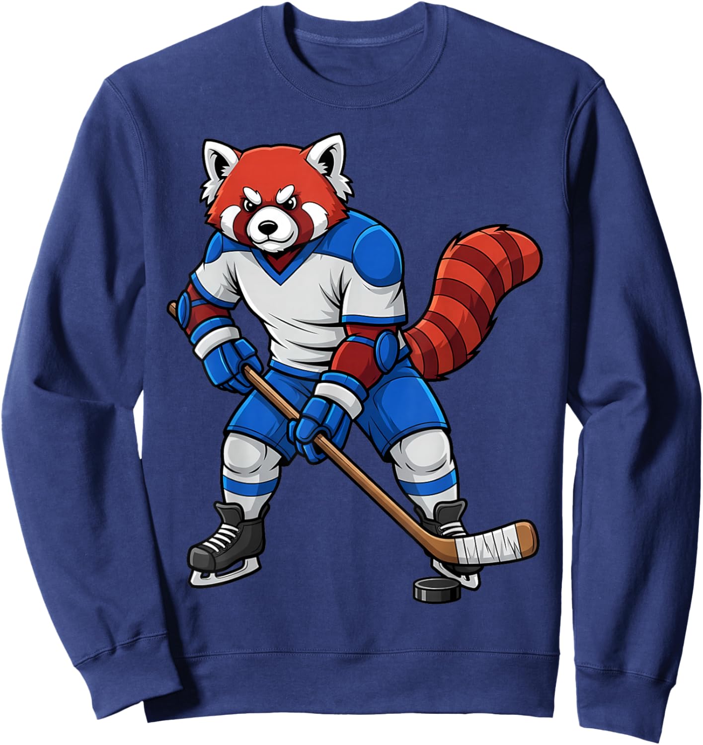Ice Hockey Red Panda Sports Player Animal Sweatshirt - Sweatshirt | Navy