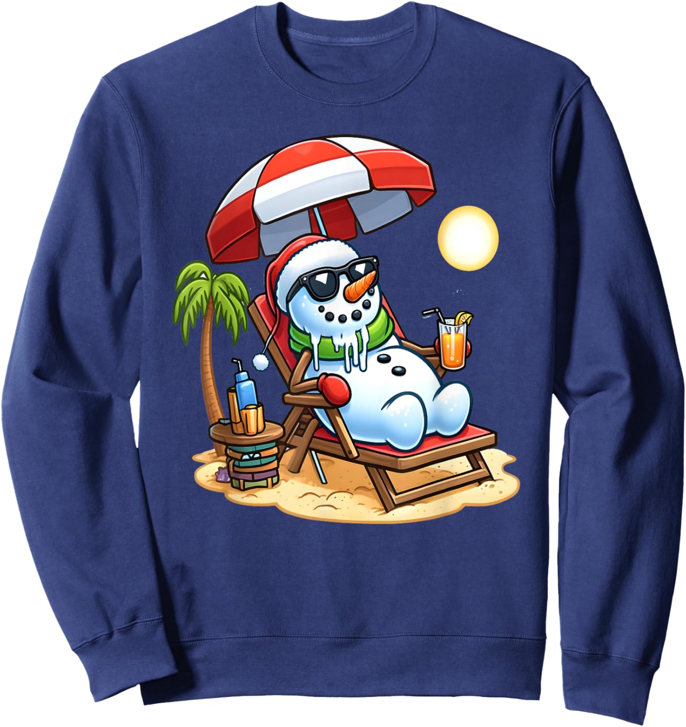 Christmas in July Funny Snowman Summer Fun Beach Holiday Sweatshirt - Sweatshirt | Navy