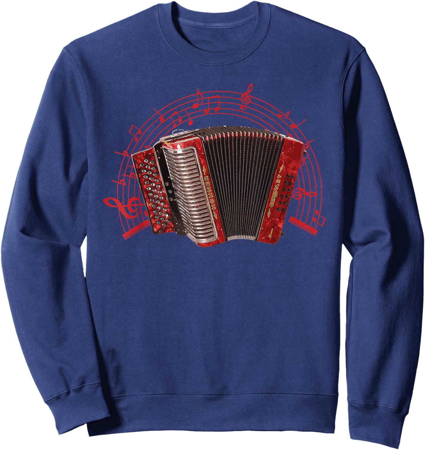 Retro Air Accordion Player Choir Musical Men Women Husband Sweatshirt - Sweatshirt | Navy