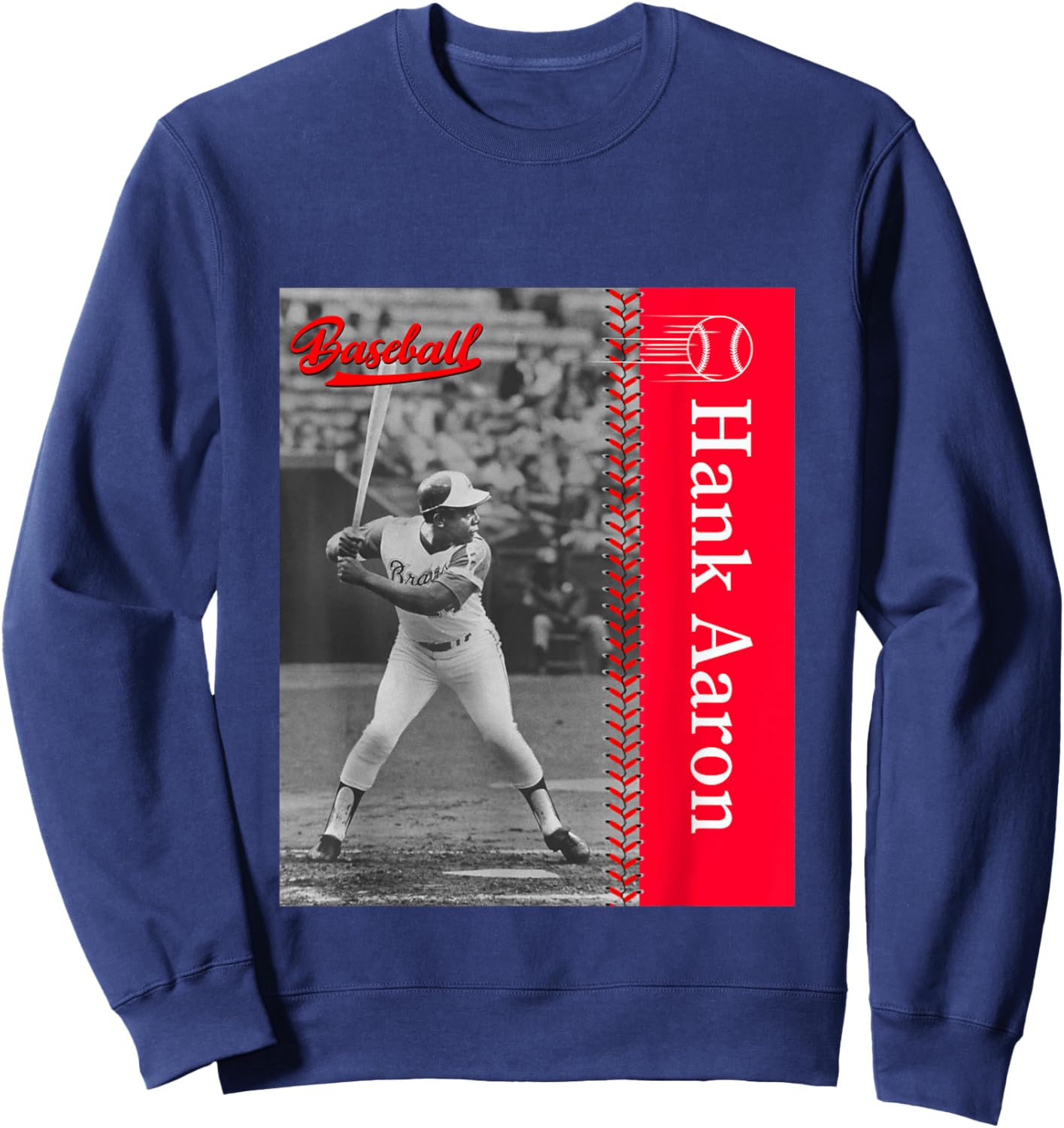 Great Moment Store Hank Aaron_Baseball_001 , Small, Black Sweatshirt - Sweatshirt | Navy