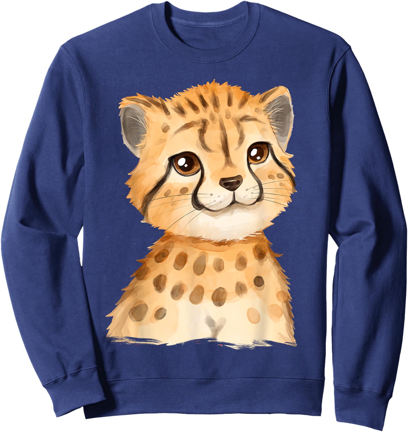 Baby Cheetah Cub Watercolor Sweatshirt - Sweatshirt | Navy