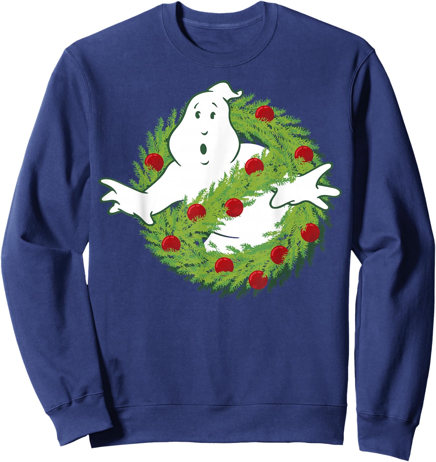 Ghostbusters Classic Logo Christmas Wreath Graphic Sweatshirt - Sweatshirt | Navy