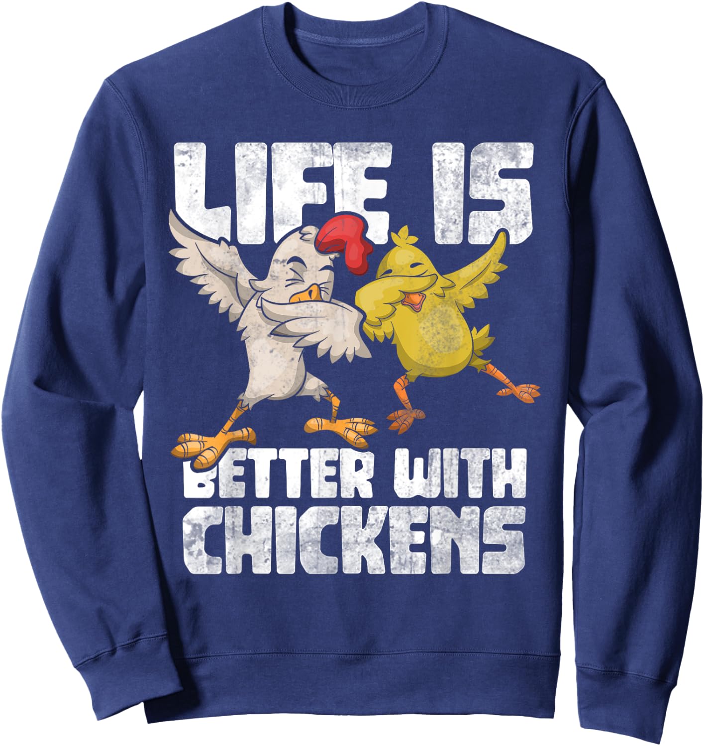 Funny Animal Farmer Kids Dabbing Rooster Dab Hen Chicken Sweatshirt - Sweatshirt | Navy