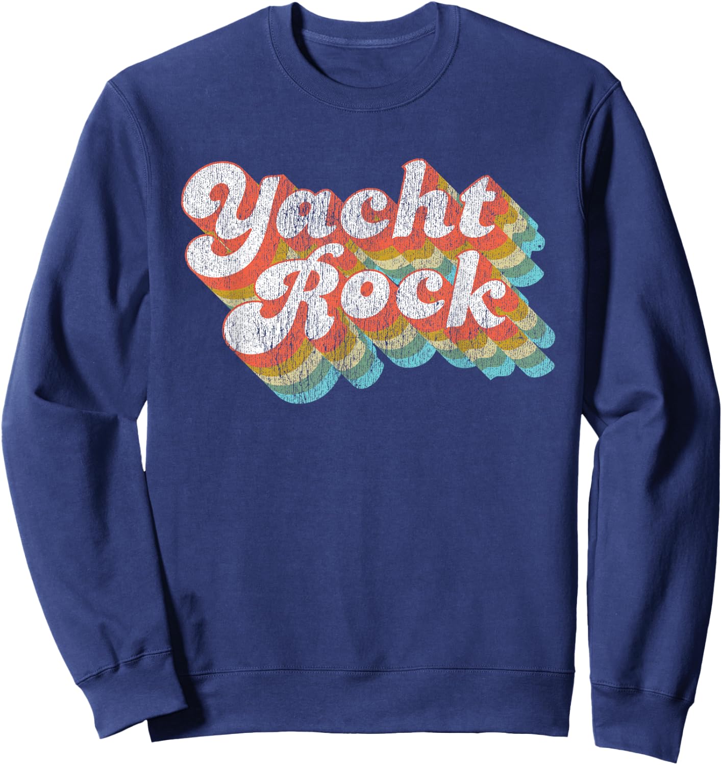 Vintage Fade Yacht Rock Party Boat Drinking Sweatshirt - Sweatshirt | Navy