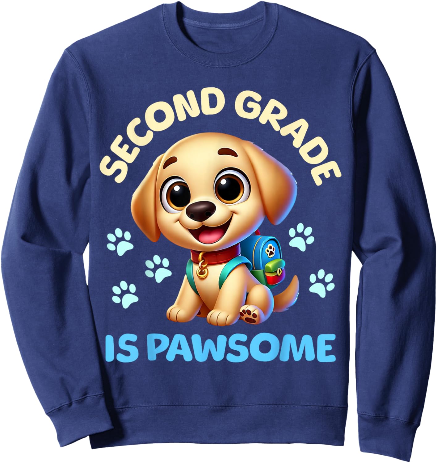 First Day Of School Puppy Dog Second Grade Sweatshirt - Sweatshirt | Navy