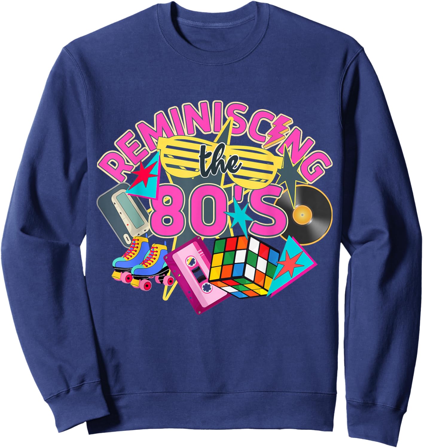 Reminiscing The 80's Retro 80's Themed Sweatshirt - Sweatshirt | Navy