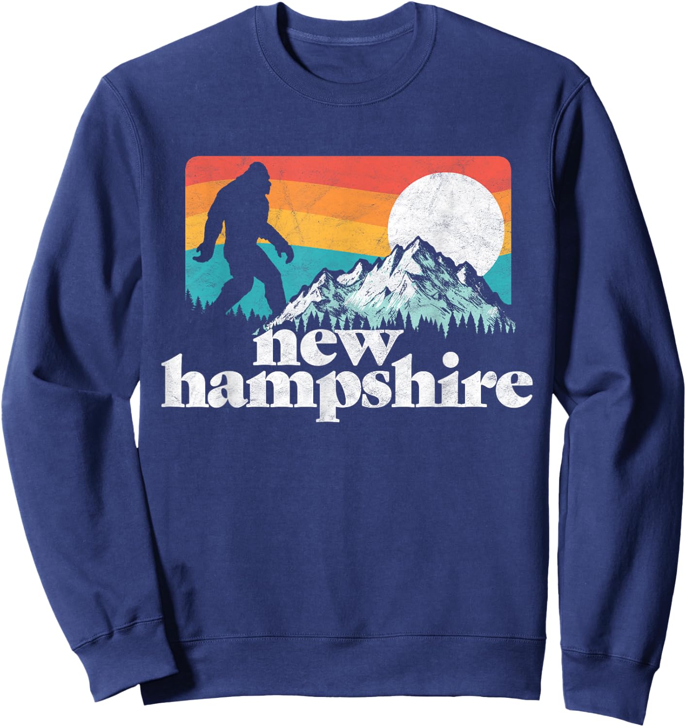 Retro New Hampshire Bigfoot Mountains Sweatshirt - Sweatshirt | Navy