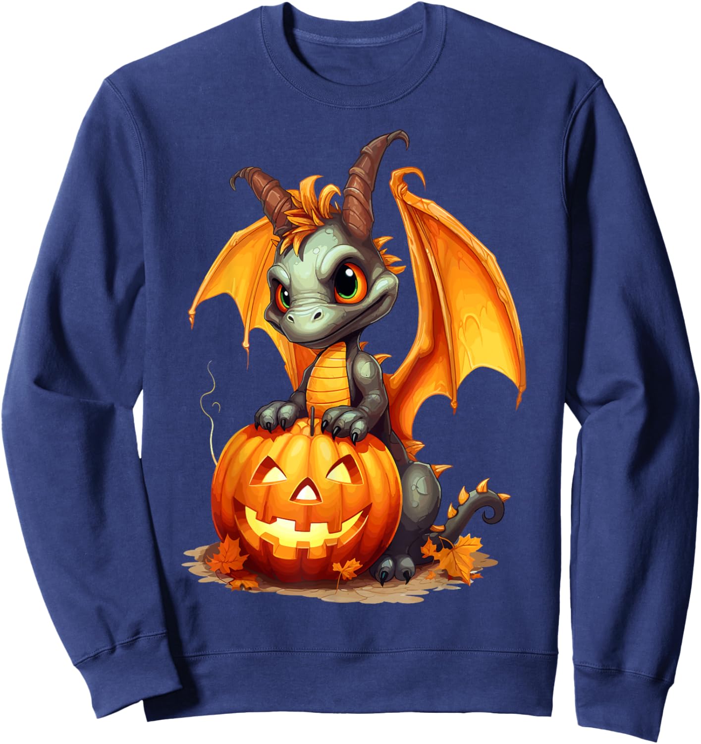Spooky Halloween Dragon Pumpkin Sweatshirt - Sweatshirt | Navy