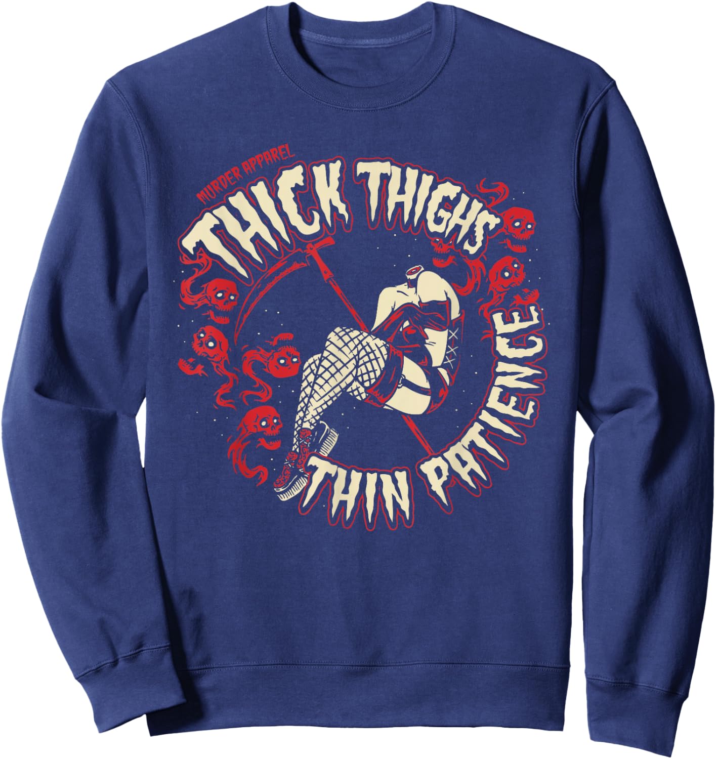 Thick Thighs Thin Patience Feminist Sweatshirt - Sweatshirt | Navy
