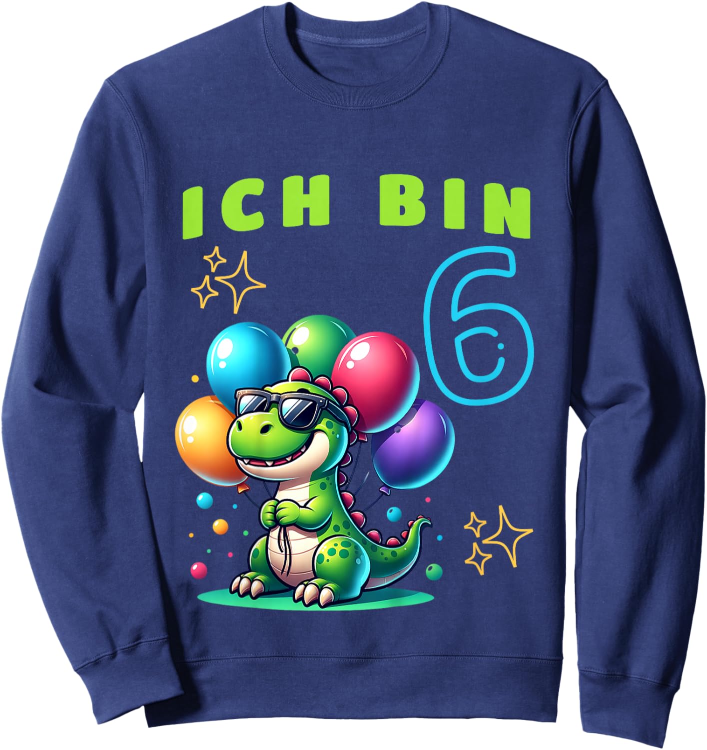 Dino Kinder Ich bin sechs Jahre alt | 6. Geburtstag Sweatshirt - Sweatshirt | Navy