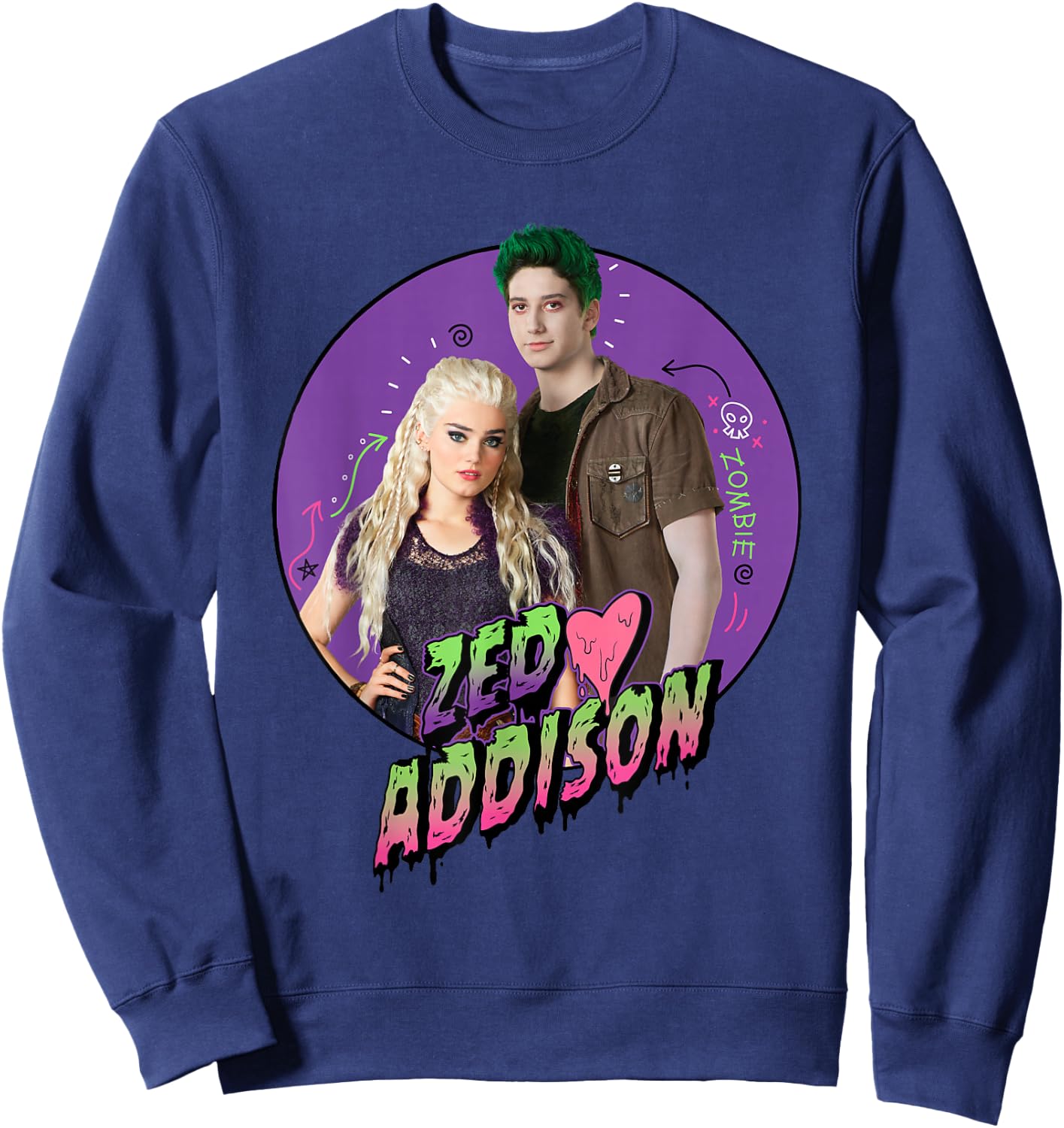 Disney Channel Zombies 2 Zed and Addison Love Sweatshirt - Sweatshirt | Navy