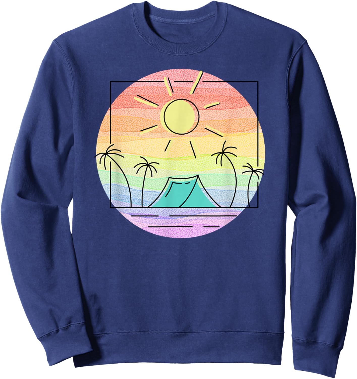 Rainbow Paradise Island Camping Getaway Graphic for campers Sweatshirt - Sweatshirt | Navy