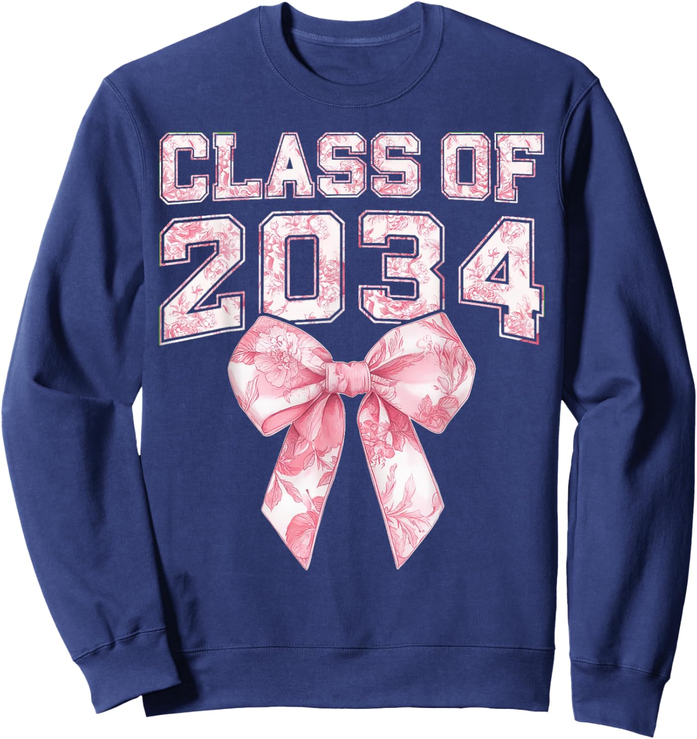 Retro Class of 2034 Graduation Preppy Coquette Bow Senior 34 Sweatshirt - Sweatshirt | Navy