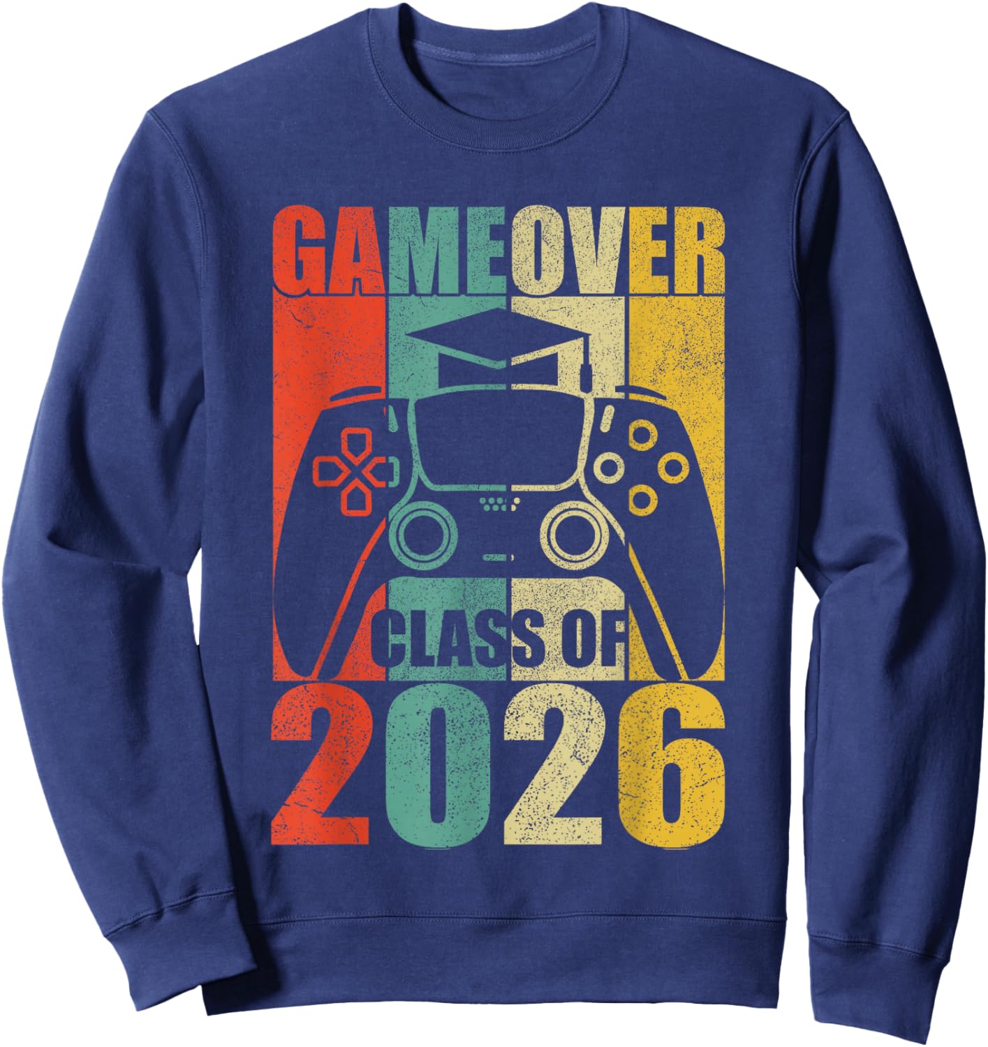Gamer Graduation for Boys, Vintage Game Over Class of 2026 Sweatshirt - Sweatshirt | Navy