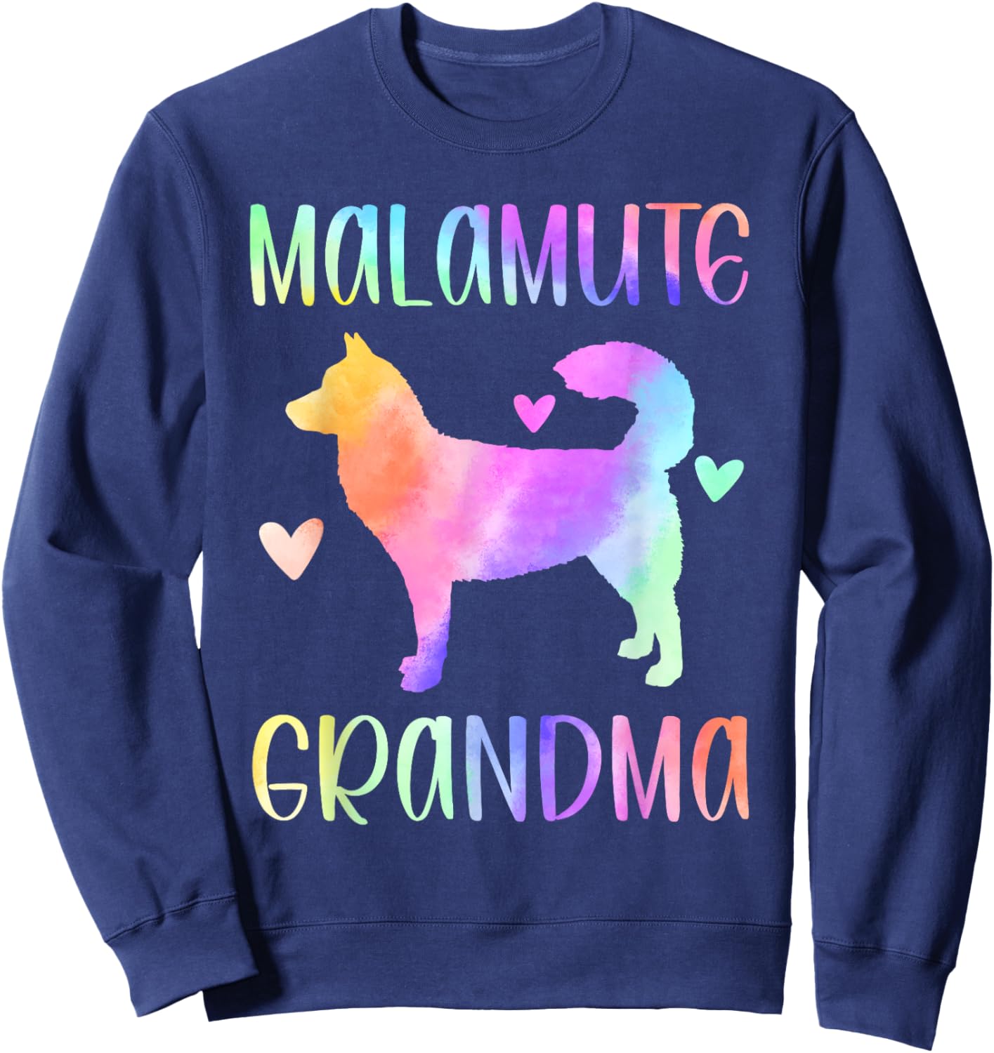 Alaskan Malamute Grandma Malamute Nana Rainbow Watercolor Sweatshirt - Sweatshirt | Navy
