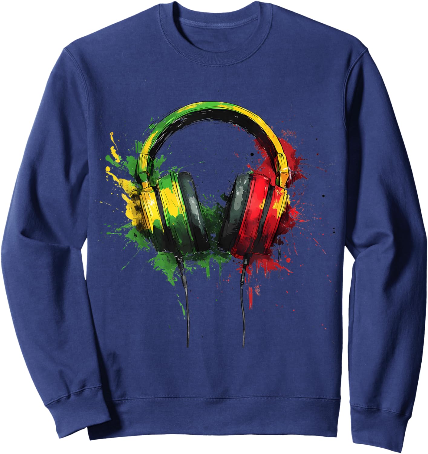 Reggae Music Headphones Jamaican Rasta Roots Jamaican Sweatshirt - Sweatshirt | Navy