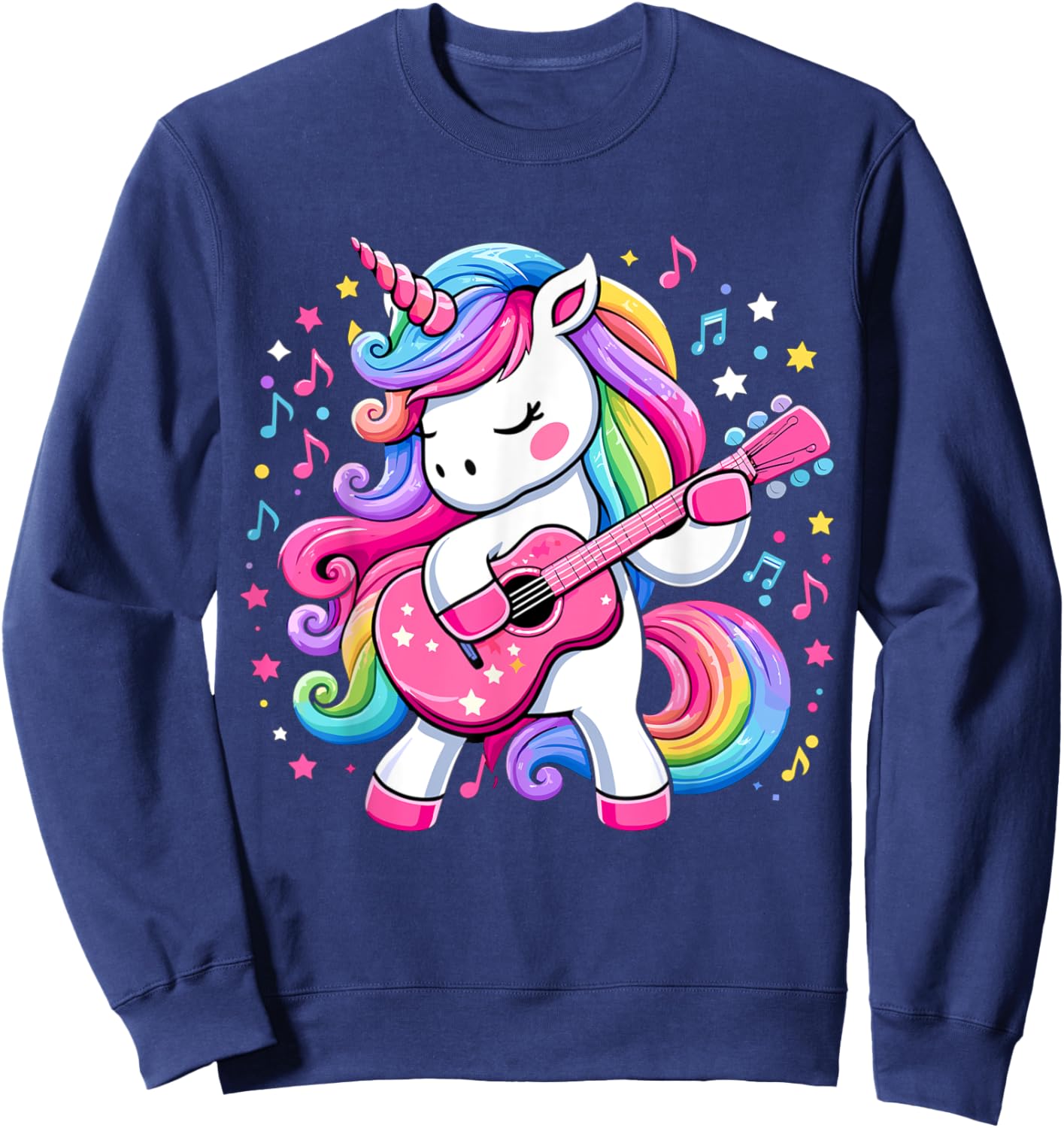 Unicorn Birthday Party Playing Guitar Music Sweatshirt - Sweatshirt | Navy