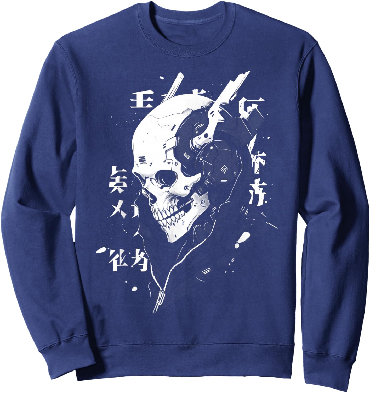 Anime Manga Skull Cyberpunk Aesthetic Techwear Harajuku Sweatshirt - Sweatshirt | Navy