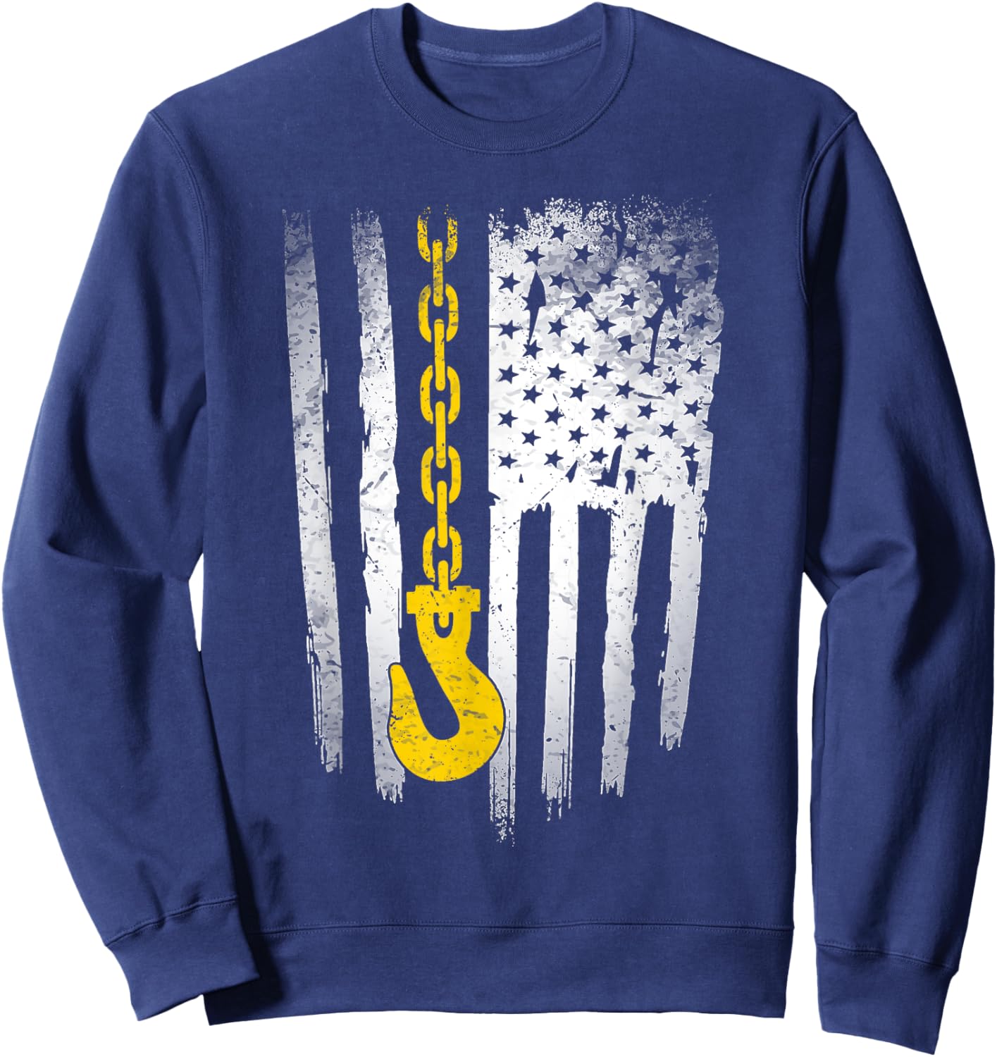 Tow Truck Driver Gift Men USA Flag Towing Hook For US Sweatshirt - Sweatshirt | Navy