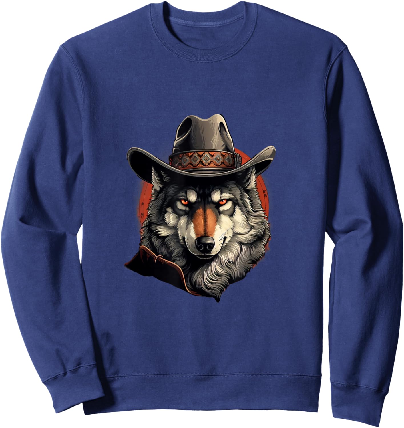 Wolf Cowboy Hat Cowgirl Western Wolf Wolves Lovers Sweatshirt - Sweatshirt | Navy