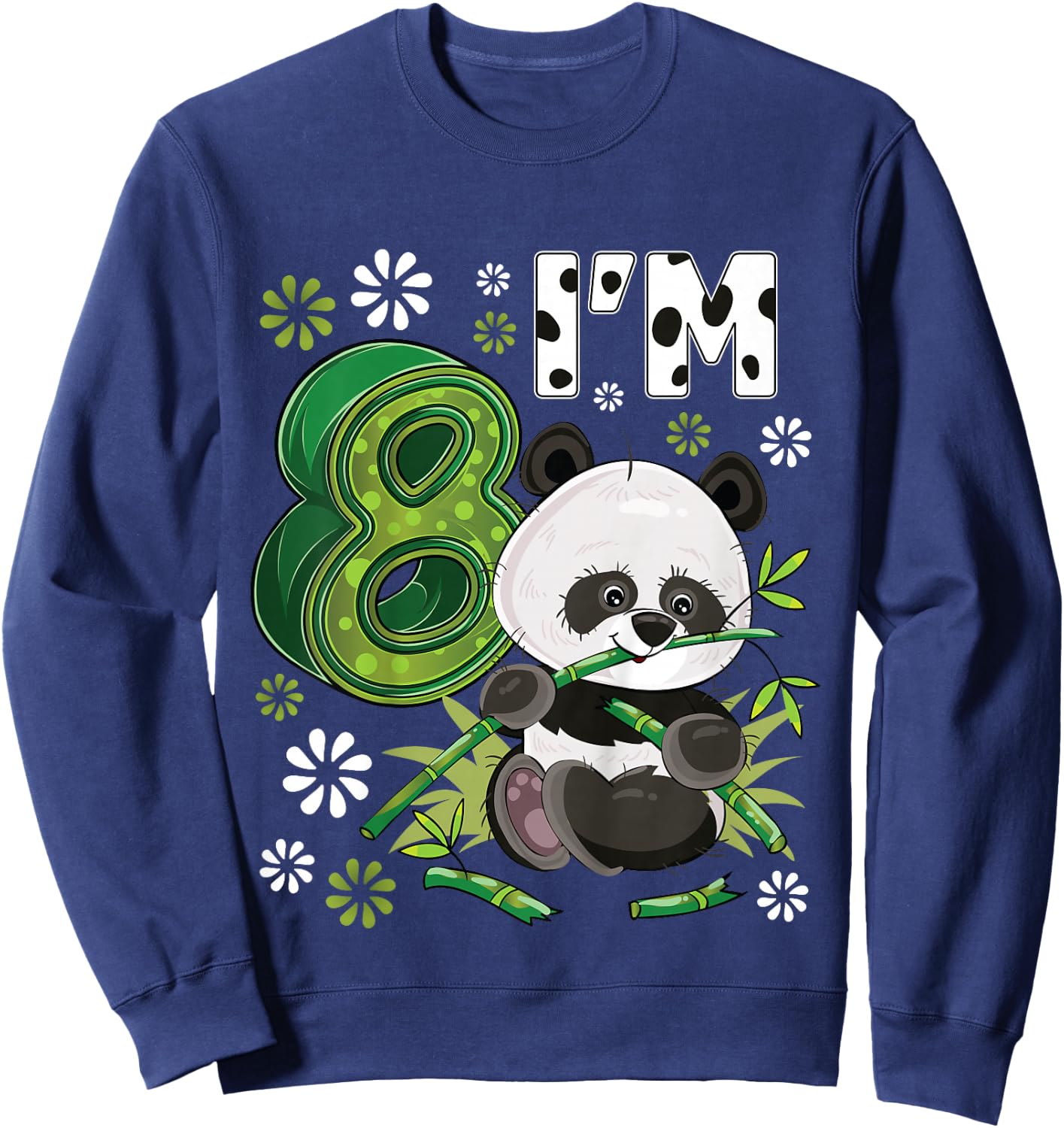 8 Year Old Panda 8th Birthday Party Animal Panda Lover Sweatshirt - Sweatshirt | Navy