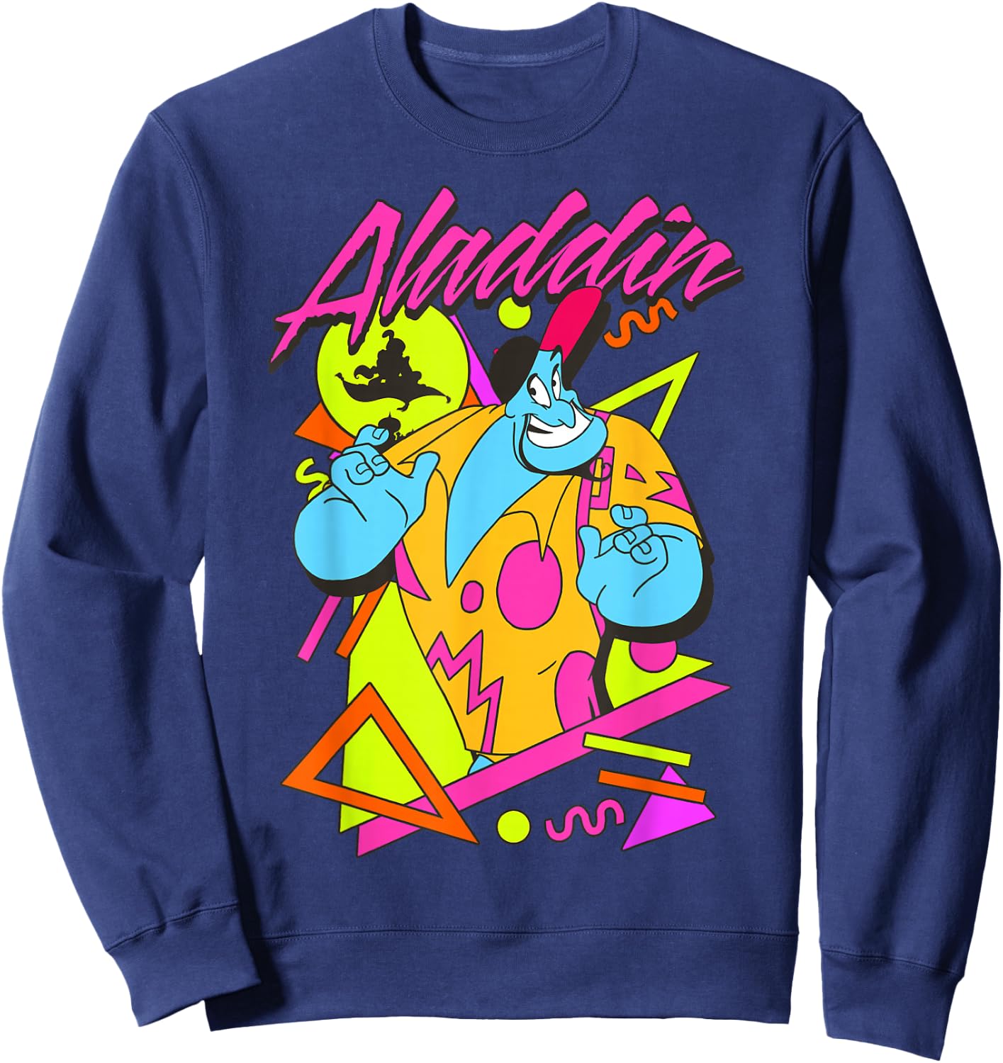 Disney Aladdin Genie 90's Style Retro Vintage Portrait Sweatshirt - Sweatshirt | Navy