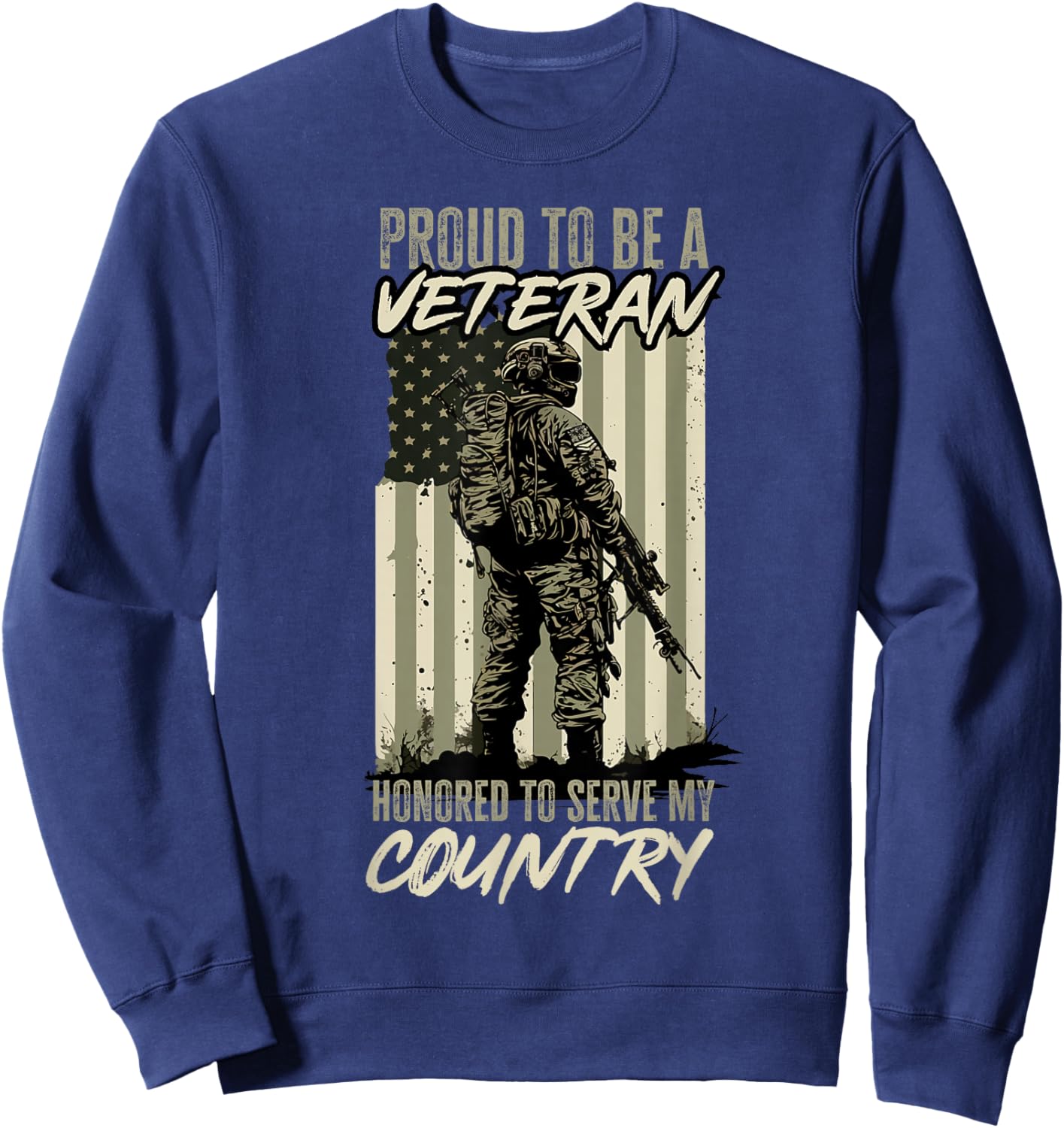 Veteran US Patriotic Proud to be a veteran Sweatshirt - Sweatshirt | Navy