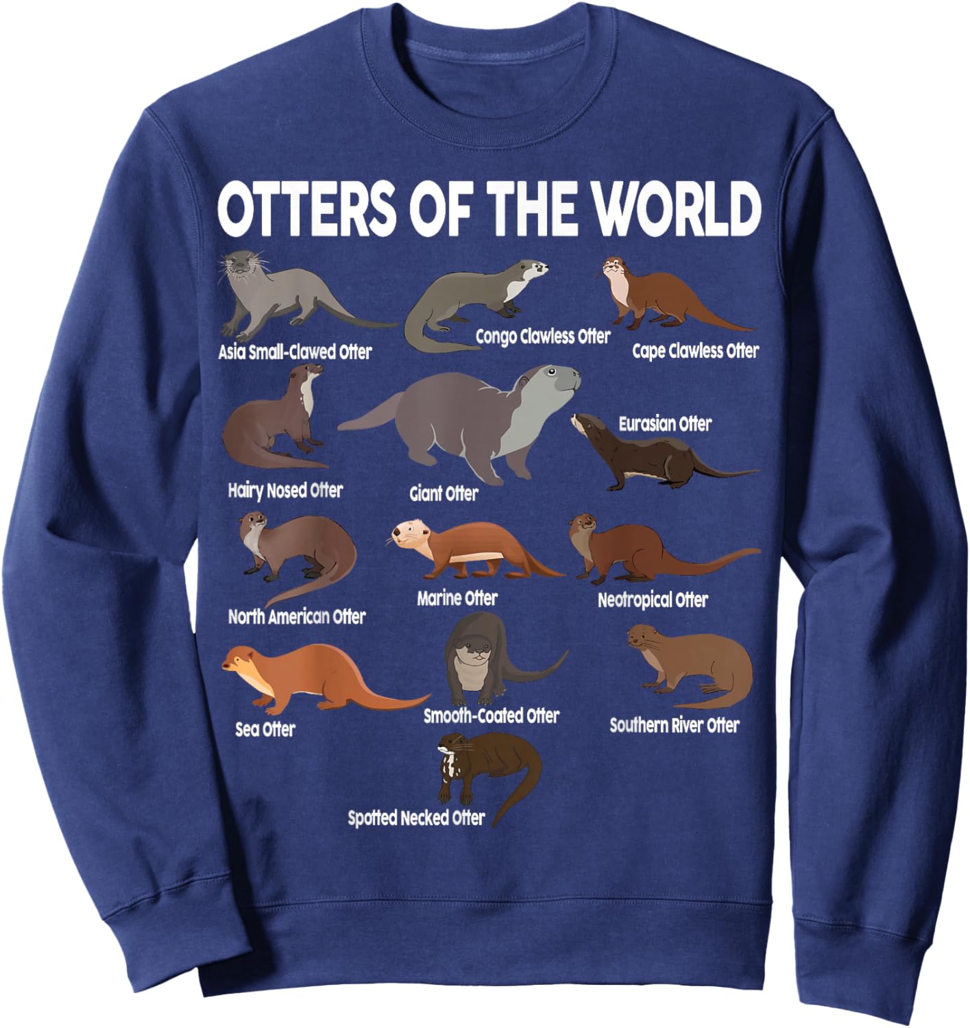 Otters- of The World Kids Girls Men Boy Blue Sea Otter Sweatshirt - Sweatshirt | Navy