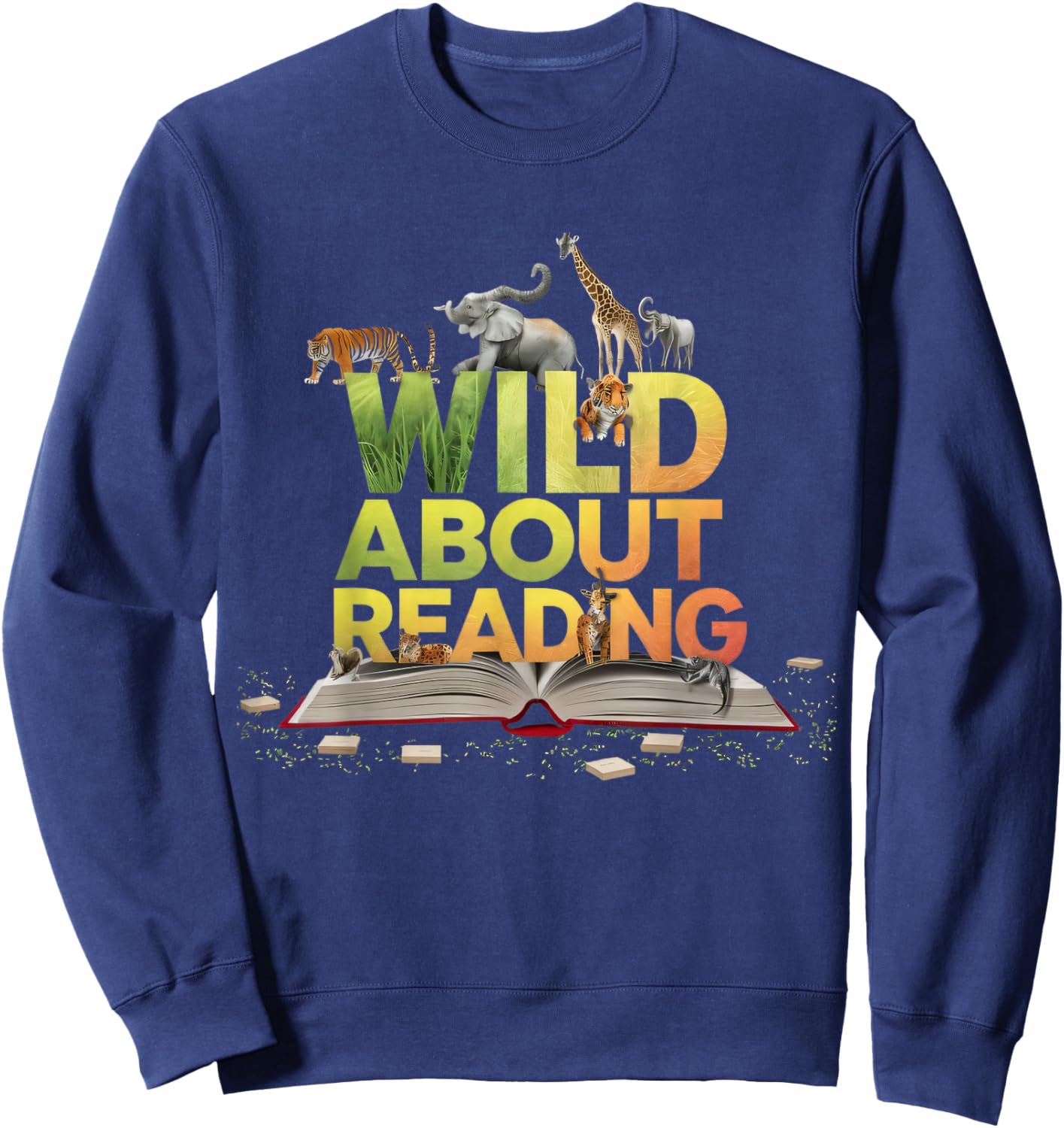 Wild About Reading Books Lovers Novelty Bookworm Library Day Sweatshirt - Sweatshirt | Navy