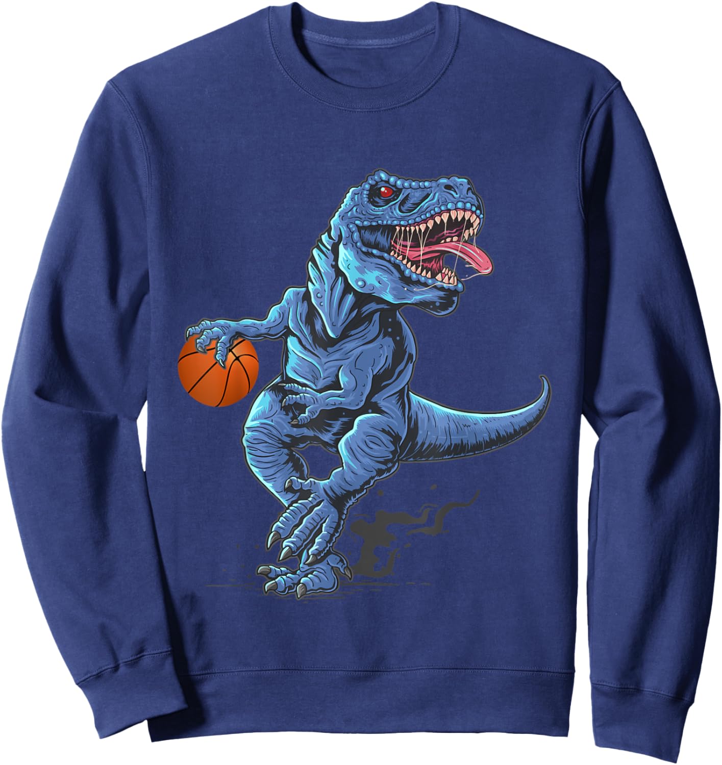 Funny Trex Dinosaur Playing Basketball Player Lover Sweatshirt - Sweatshirt | Navy
