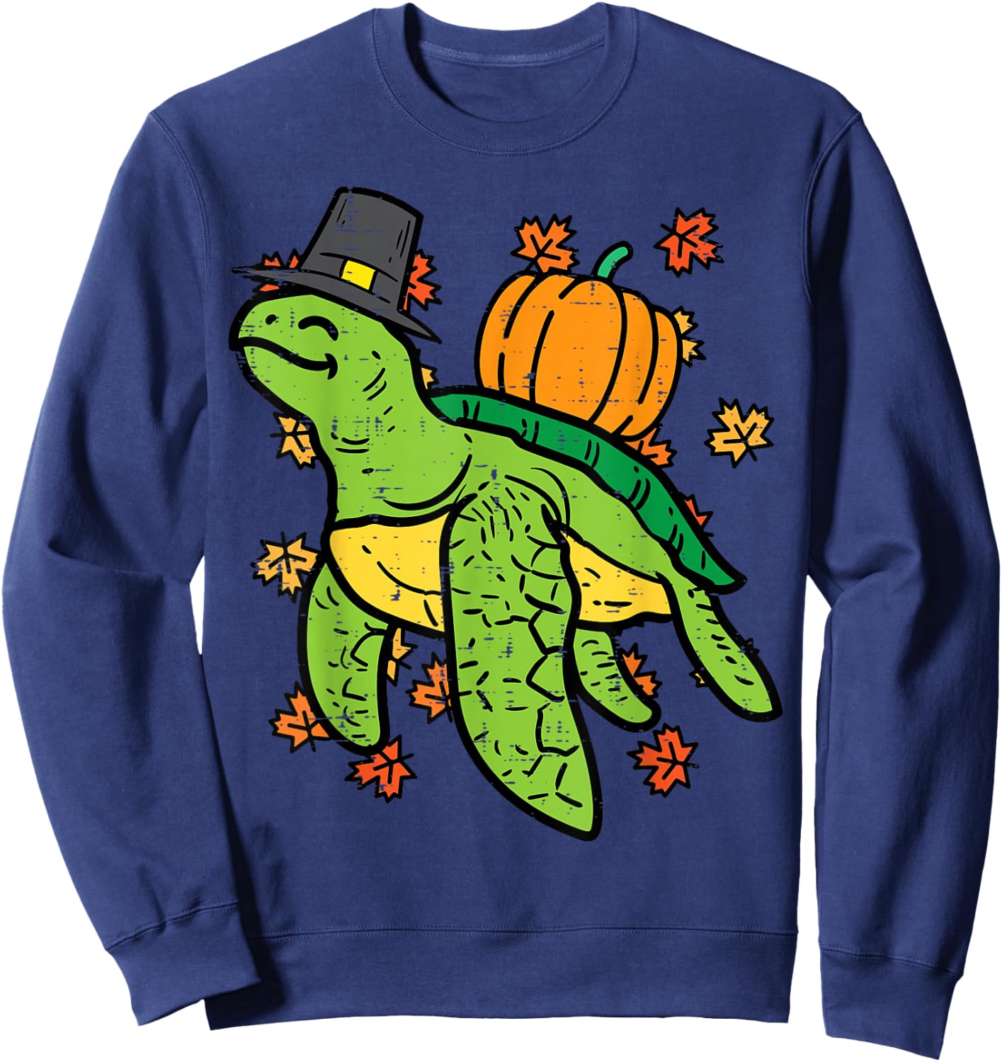 Thanksgiving Sea Turtle Cute Tortoise Fall Men Women Kids Sweatshirt - Sweatshirt | Navy