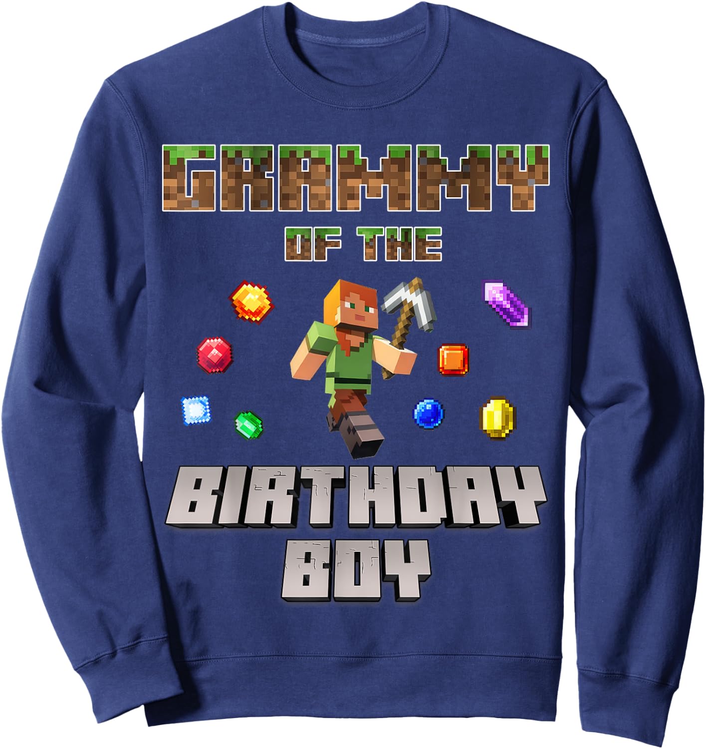 Grammy Of The Birthday Boy Video Gamer Pixel Number Sweatshirt - Sweatshirt | Navy