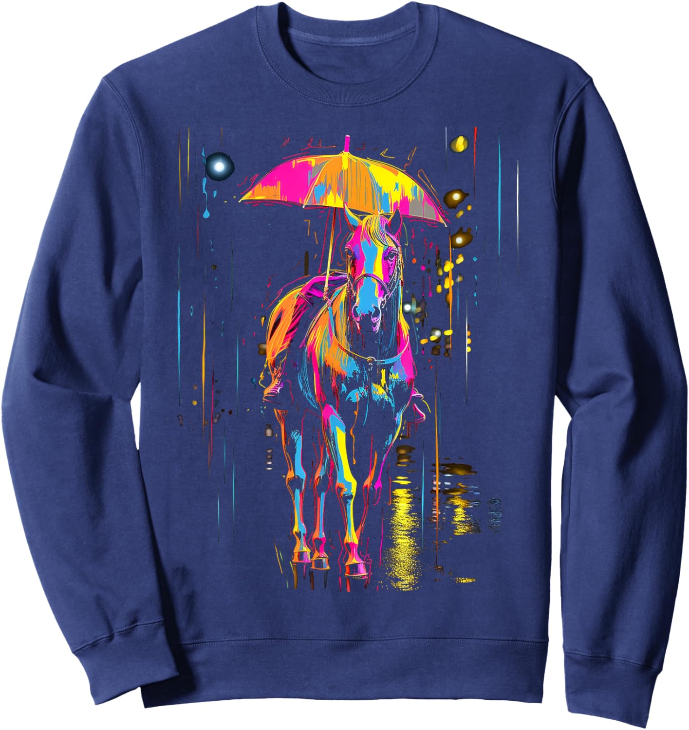 Horse Art Abstract Animal Colorful Artwork Graphic Horse Sweatshirt - Sweatshirt | Navy