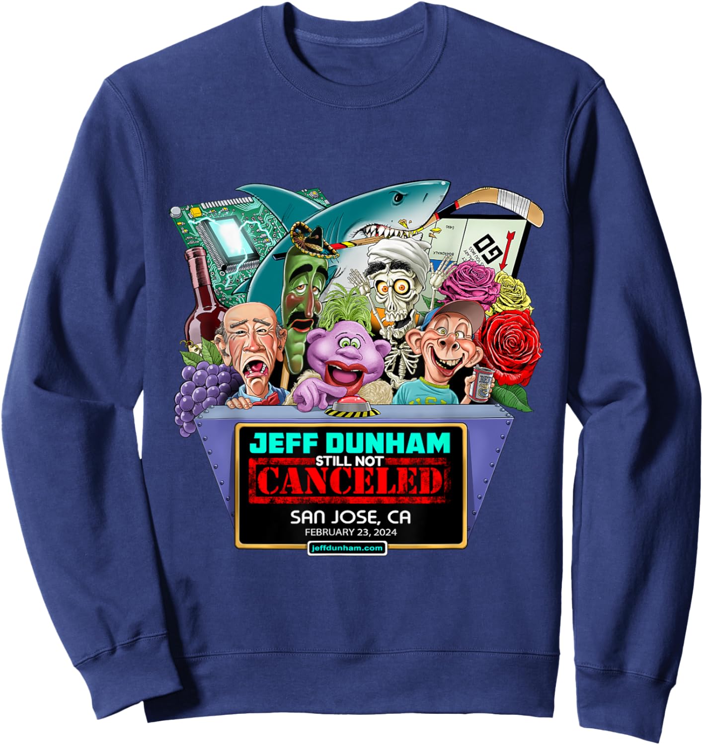 Jeff Dunham San Jose, CA (2024) Sweatshirt - Sweatshirt | Navy
