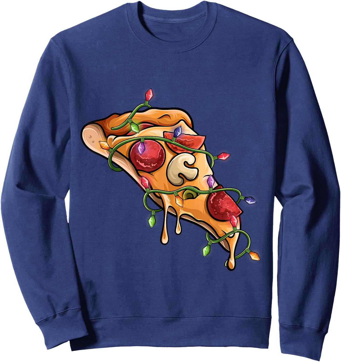 slice of pizza Christmas PJs pizza pajama men women kids Sweatshirt - Sweatshirt | Navy