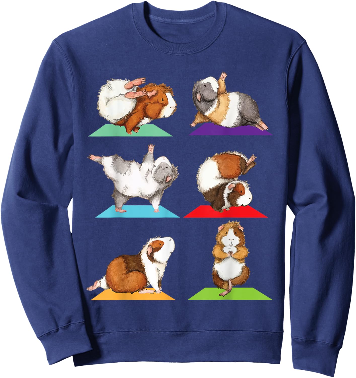 Guinea Pig Yoga - Fitness Exercise Animal Rodent Pet Lover Sweatshirt - Sweatshirt | Navy