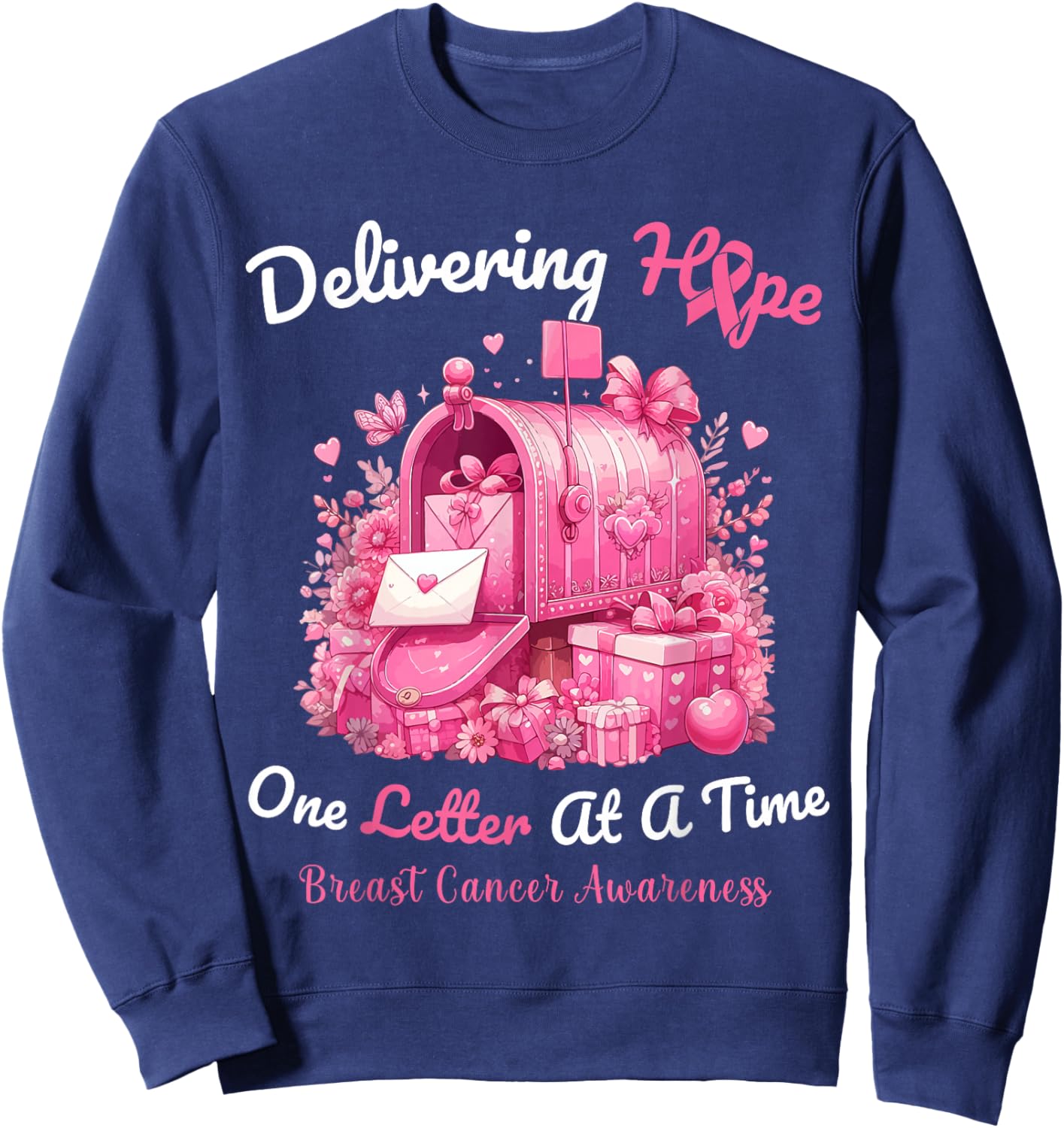 Postal Clerk Breast Cancer Awareness October We Wear Pink Sweatshirt - Sweatshirt | Navy