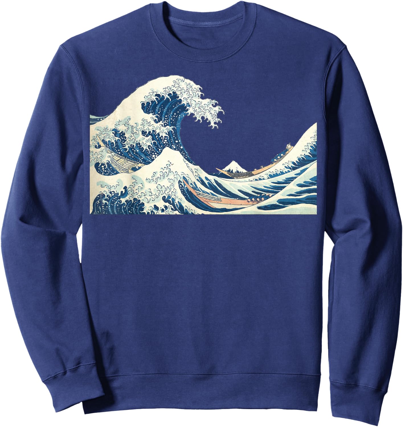 Great Wave Off Kanagawa Katsushika Hokusai Surfing Ocean Sweatshirt - Sweatshirt | Navy