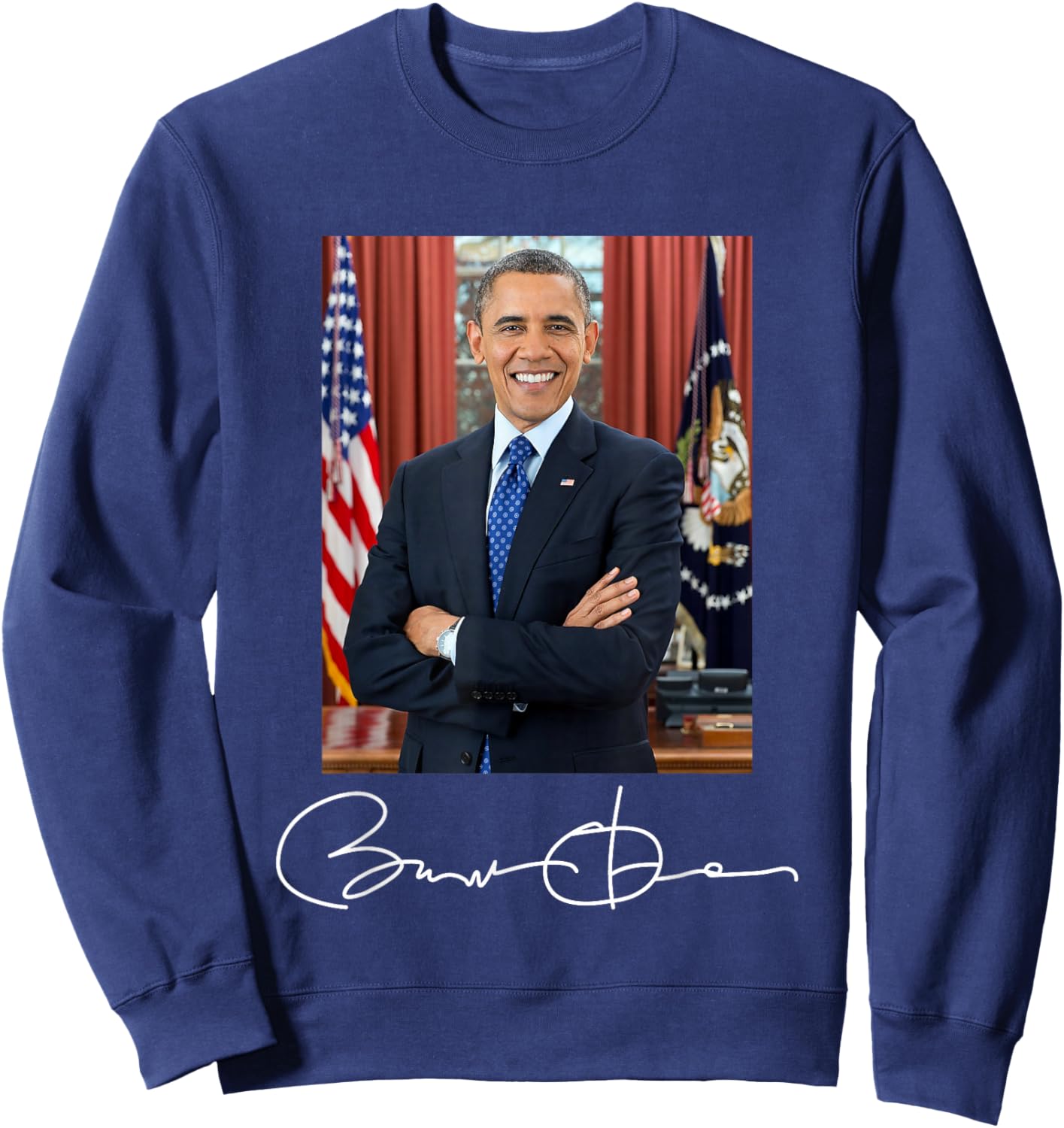 Barack Obama Signature and Portrait Sweatshirt - Sweatshirt | Navy