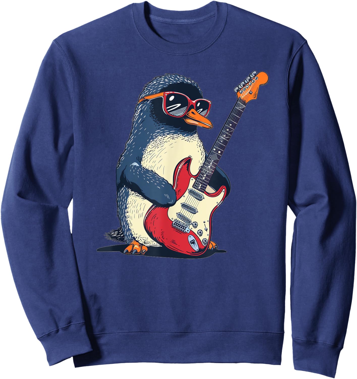 Nice Penguin Costume for emperor Penguin and Guitarists Fans Sweatshirt - Sweatshirt | Navy