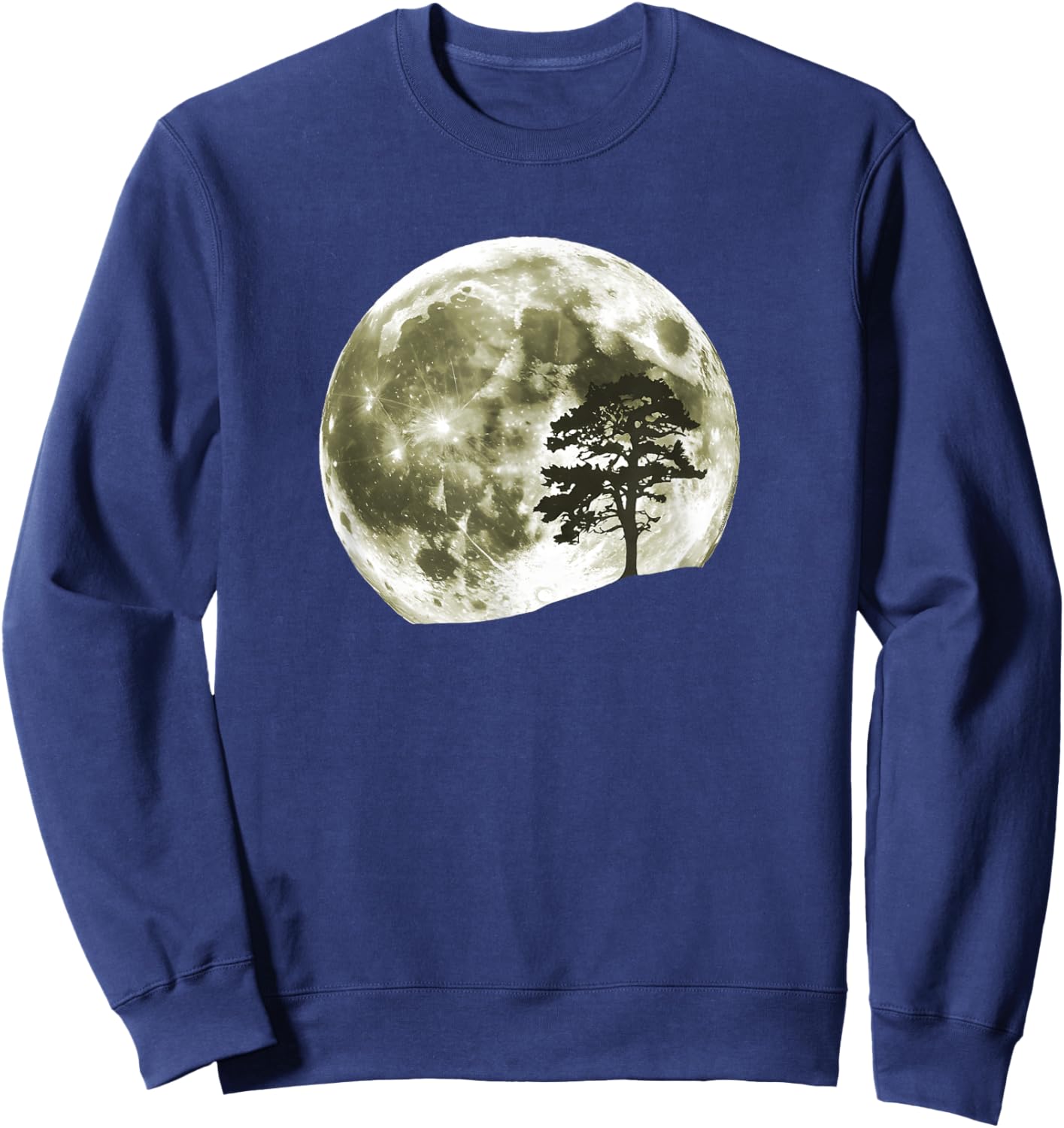 Trees Nature Mountains Full Moon Adventure Outdoor Wildlife Sweatshirt - Sweatshirt | Navy
