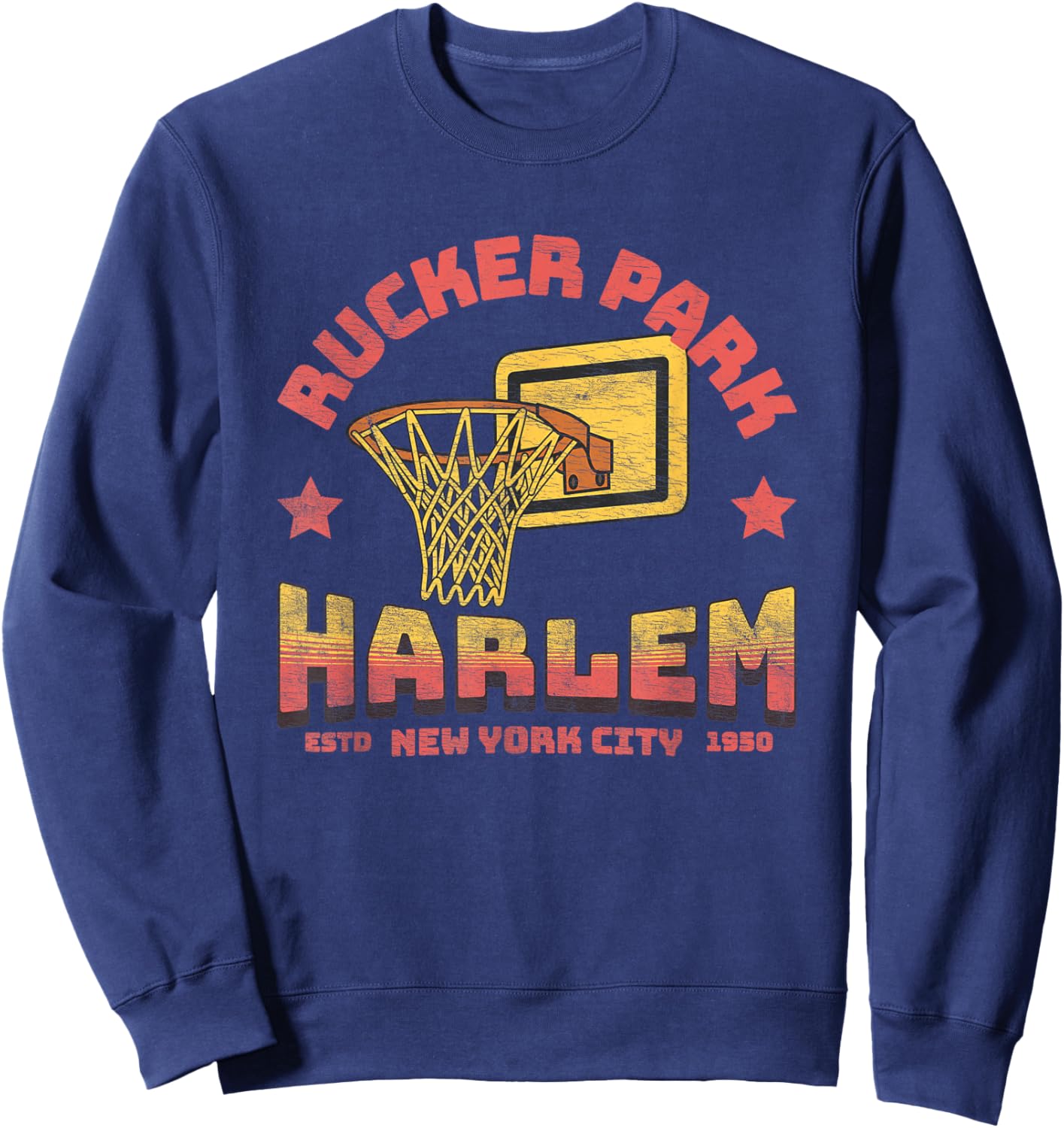 Retro Vintage 70s 80s Rucker Park Harlem New York Sweatshirt - Sweatshirt | Navy