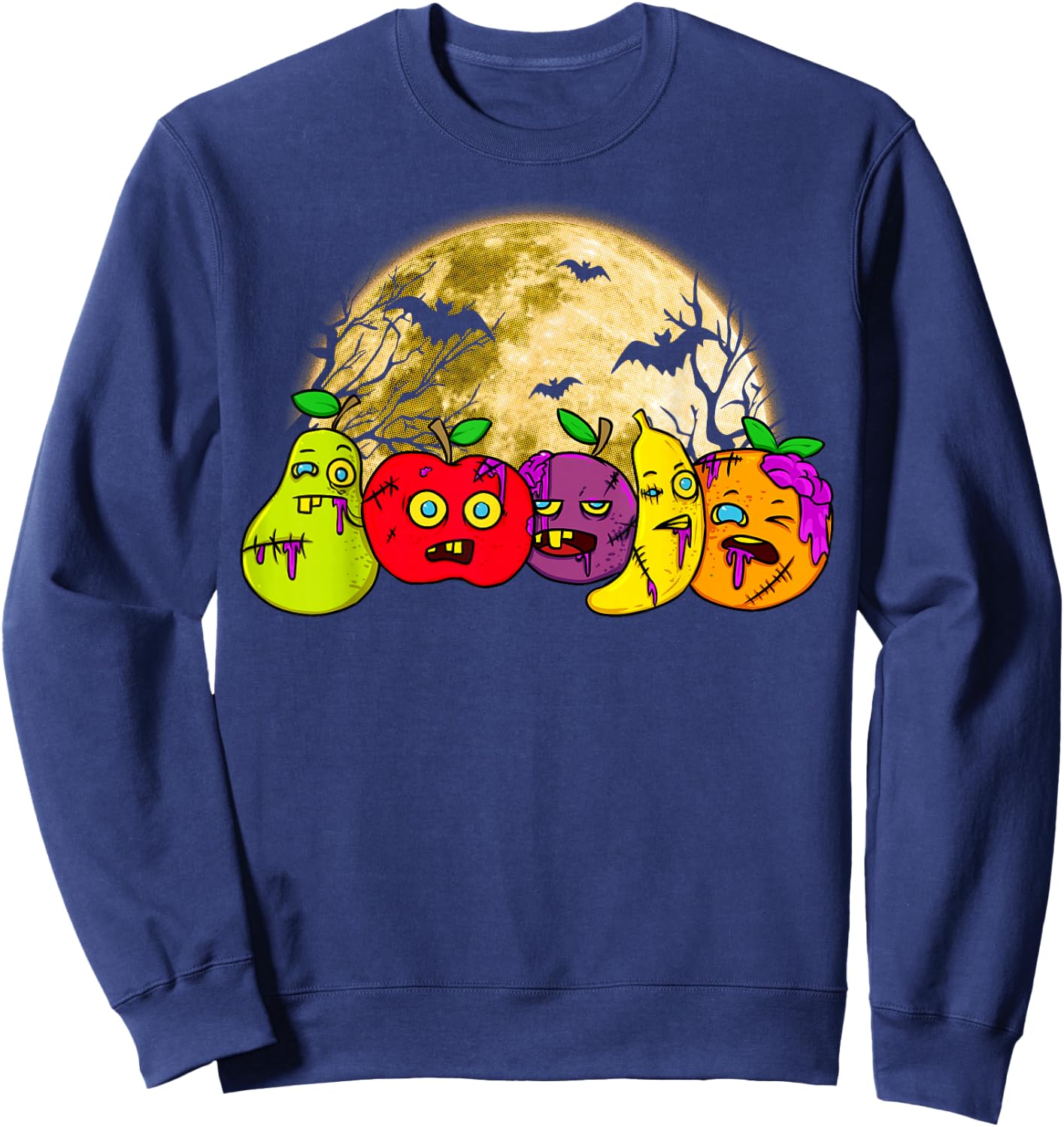 Halloween Scary Vegan Vegetarian Zombie Fruits Vegetable Sweatshirt - Sweatshirt | Navy