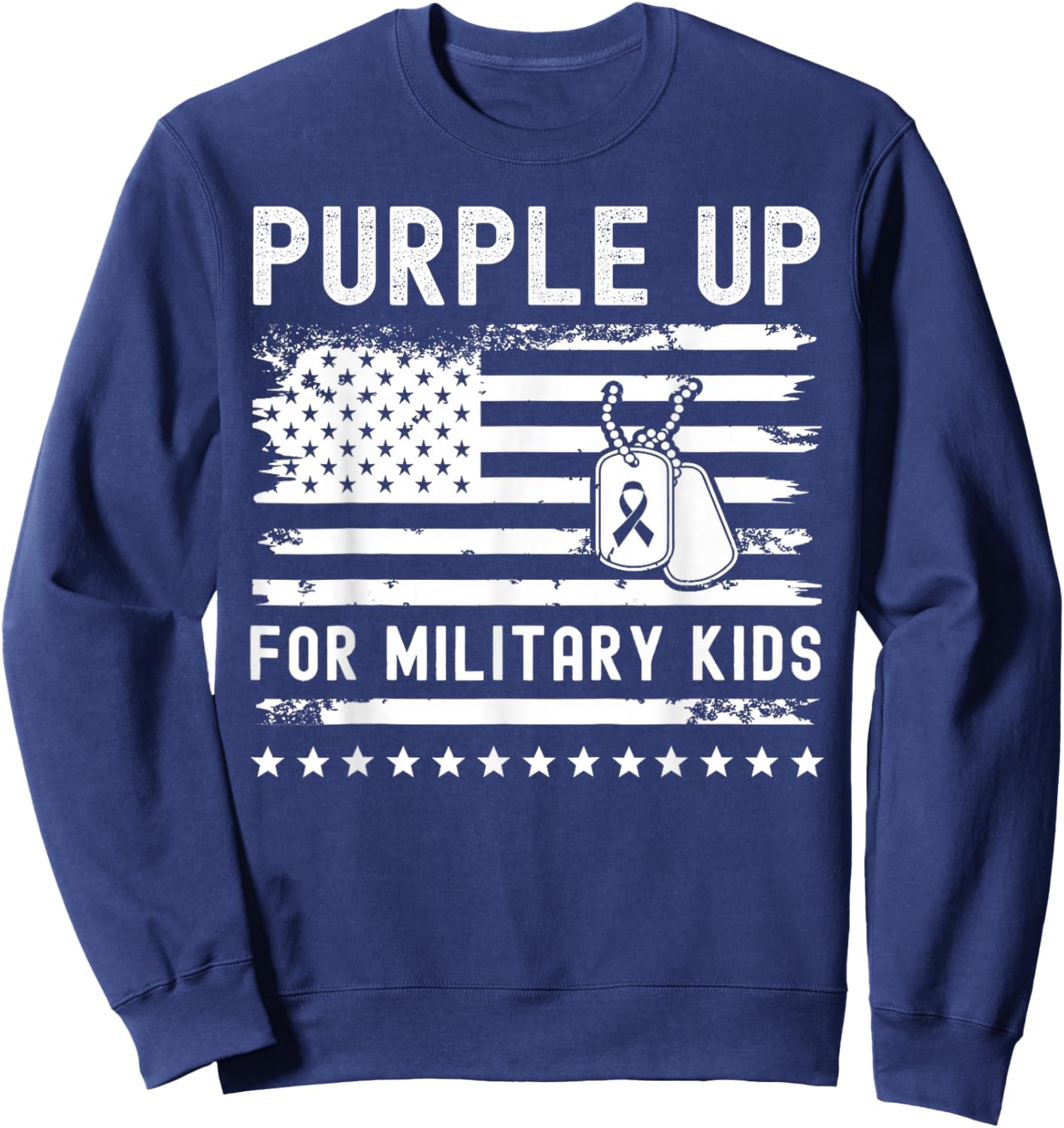 Purple Up For Military Kids USA Flag Military Child Month Sweatshirt - Sweatshirt | Navy