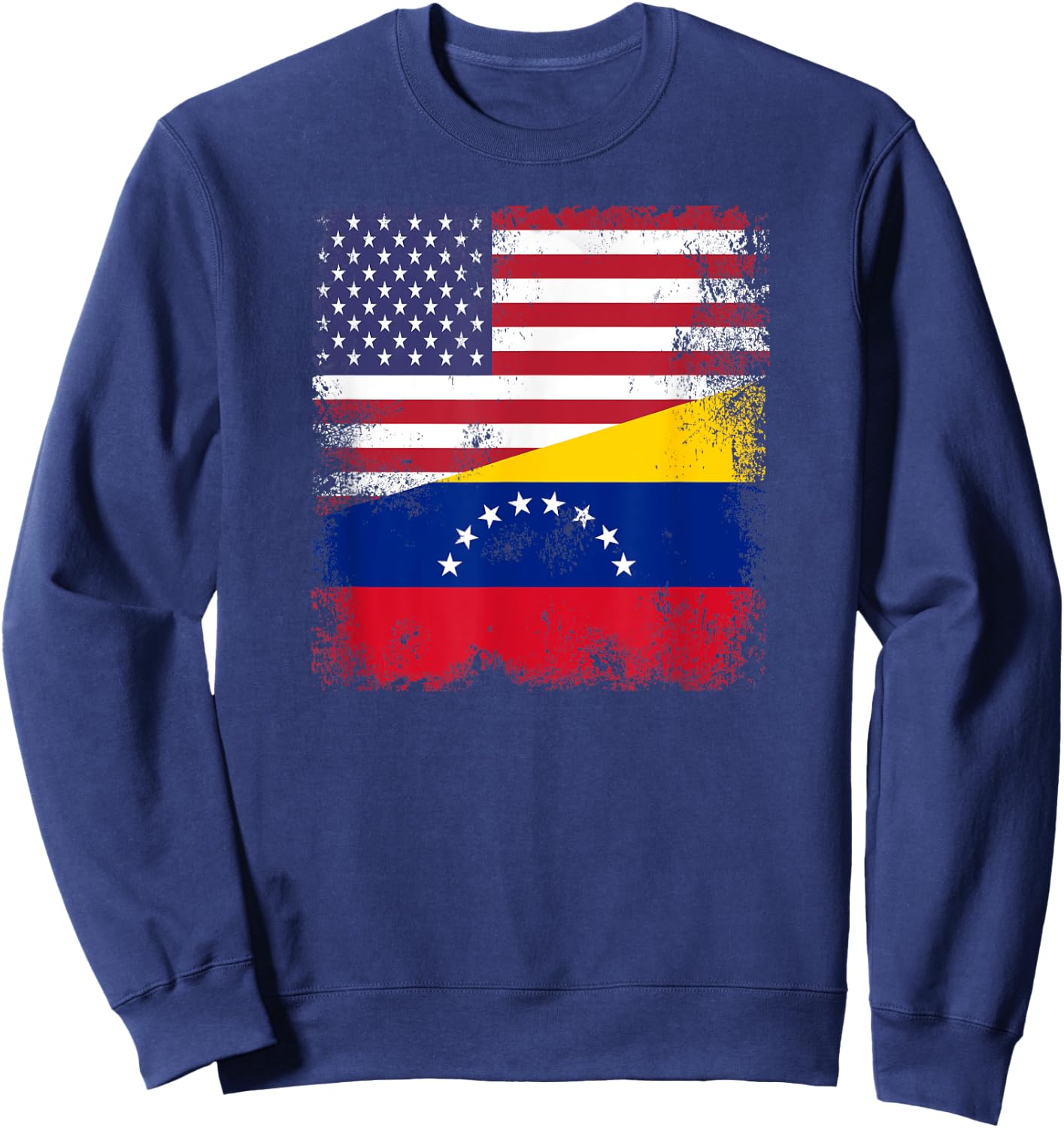 Half Venezuelan Flag | Vintage Venezuela USA Gift Sweatshirt - Sweatshirt | Navy