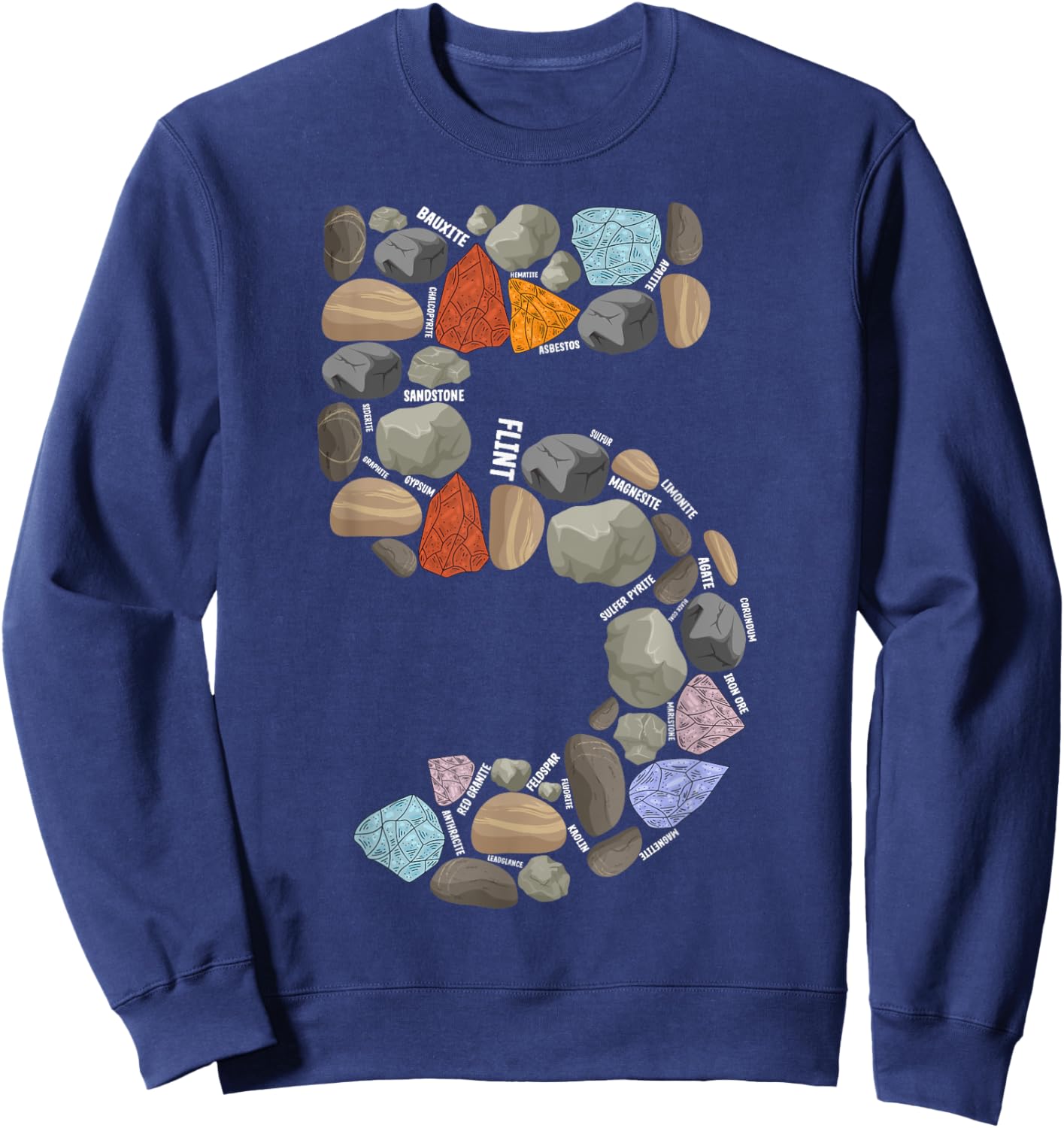 Geology Rocks 5 Years Old 5th Birthday Rock Collecting Sweatshirt - Sweatshirt | Navy